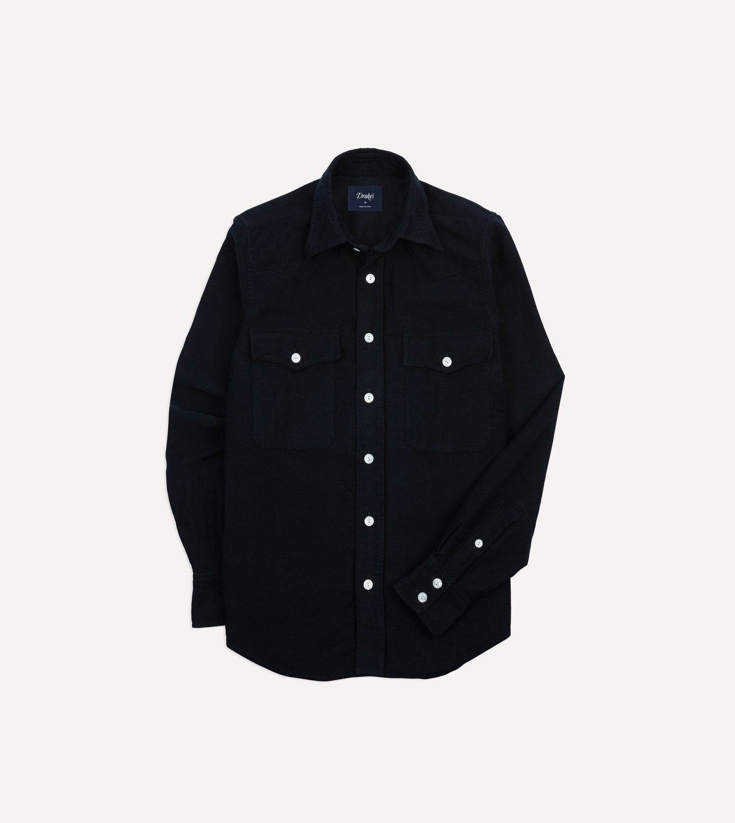 Navy Moleskin Two-Pocket Western Shirt