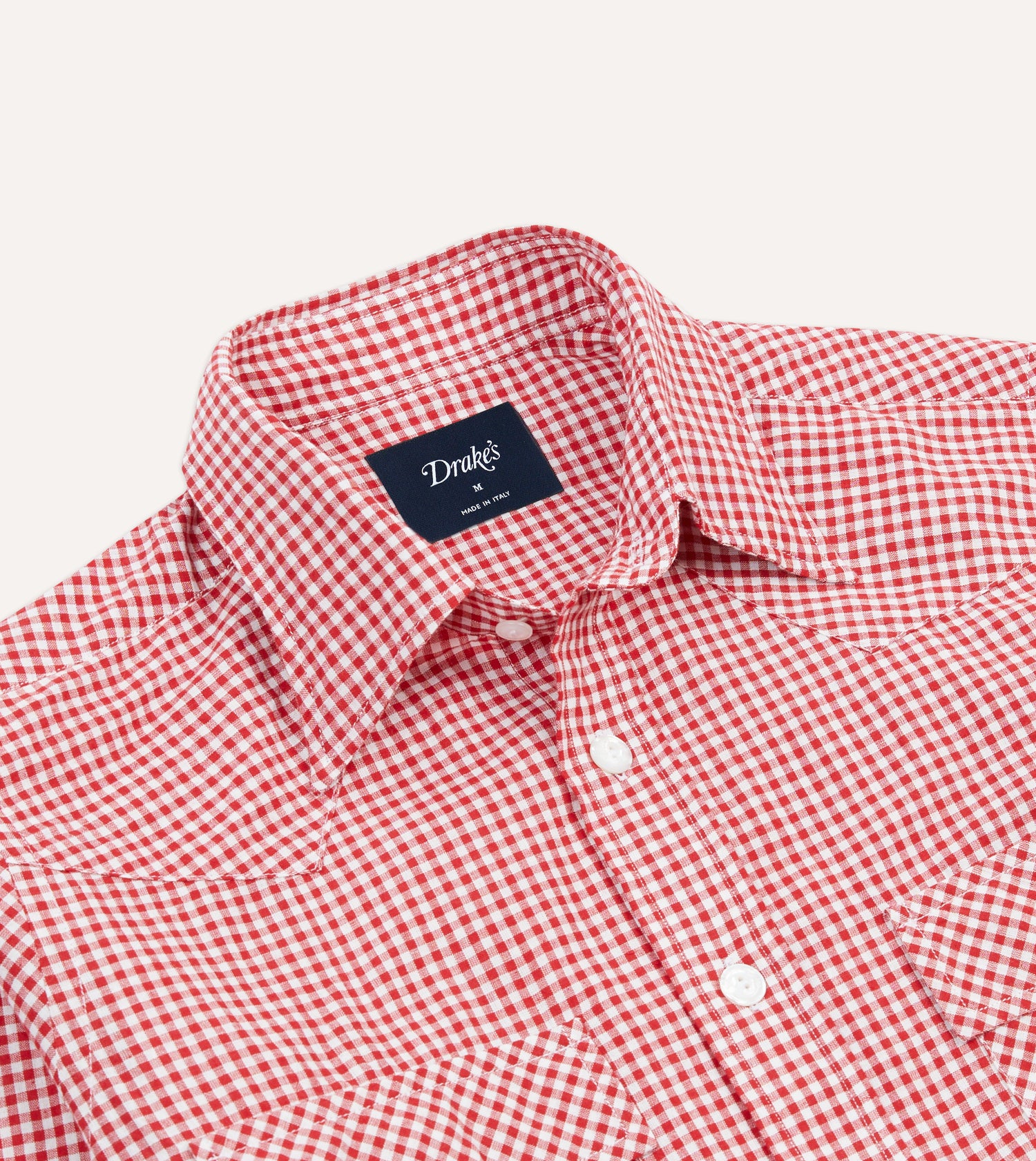 Red Gingham Check Two-Pocket Western Shirt
