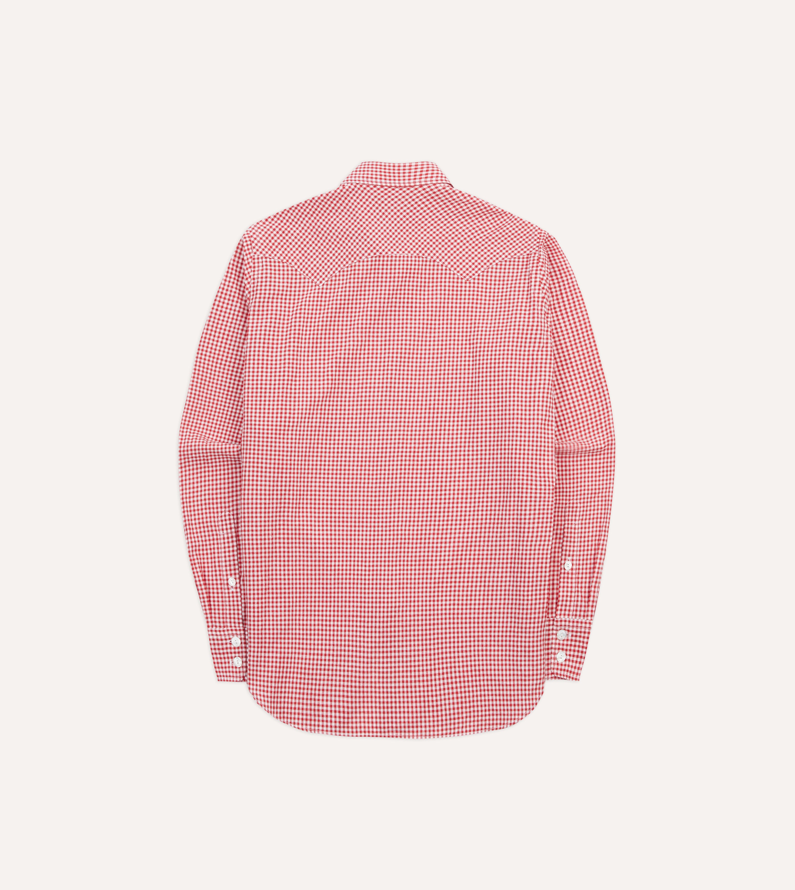 Red Gingham Check Two-Pocket Western Shirt – Drakes US