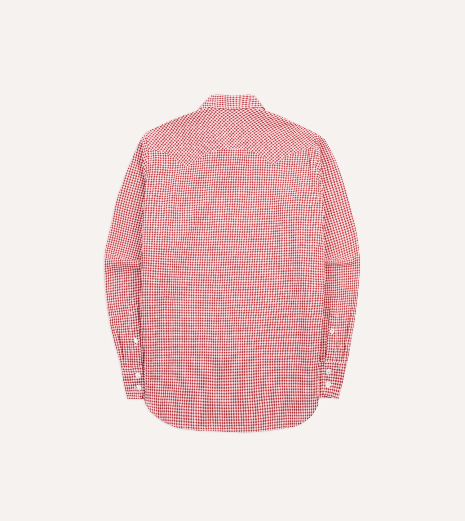 Red Gingham Check Two-Pocket Western Shirt