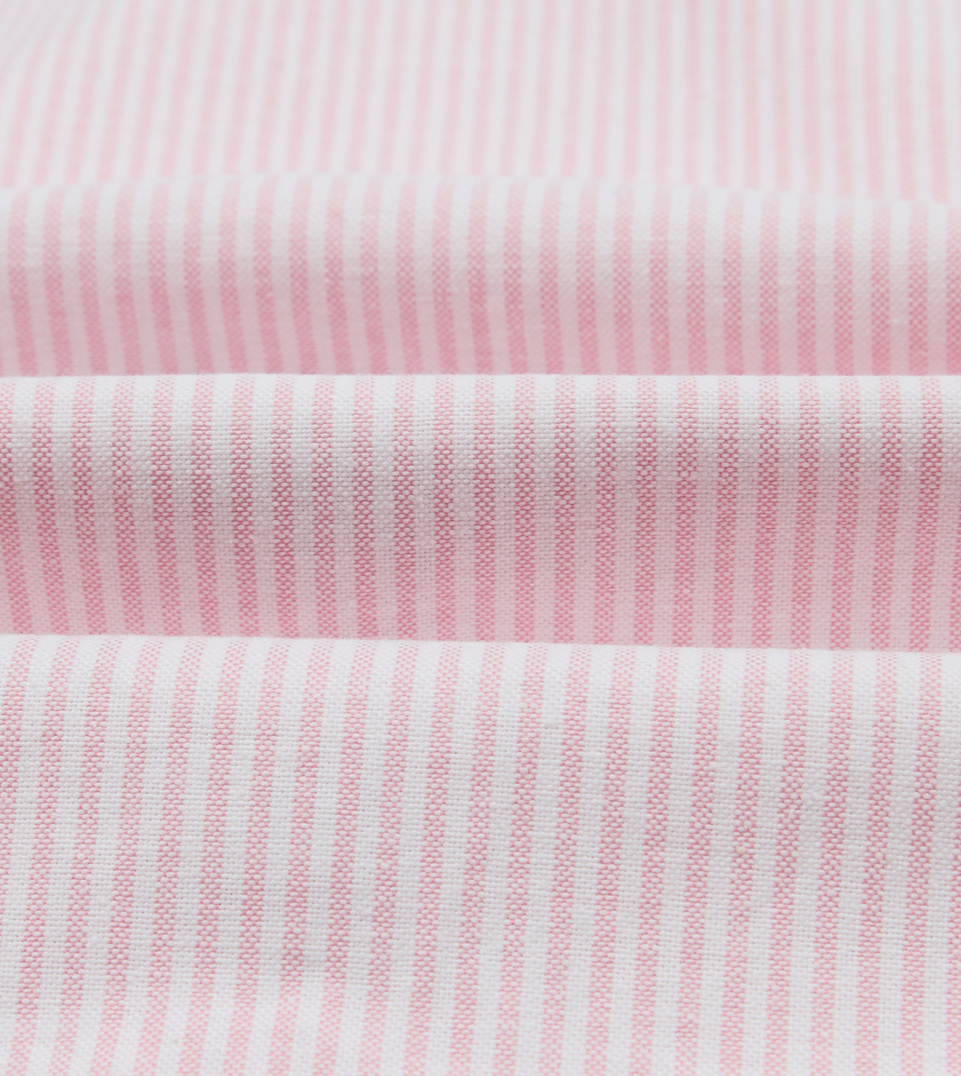 Pink Ticking Stripe Cotton Oxford Long Point Collar Western Shirt