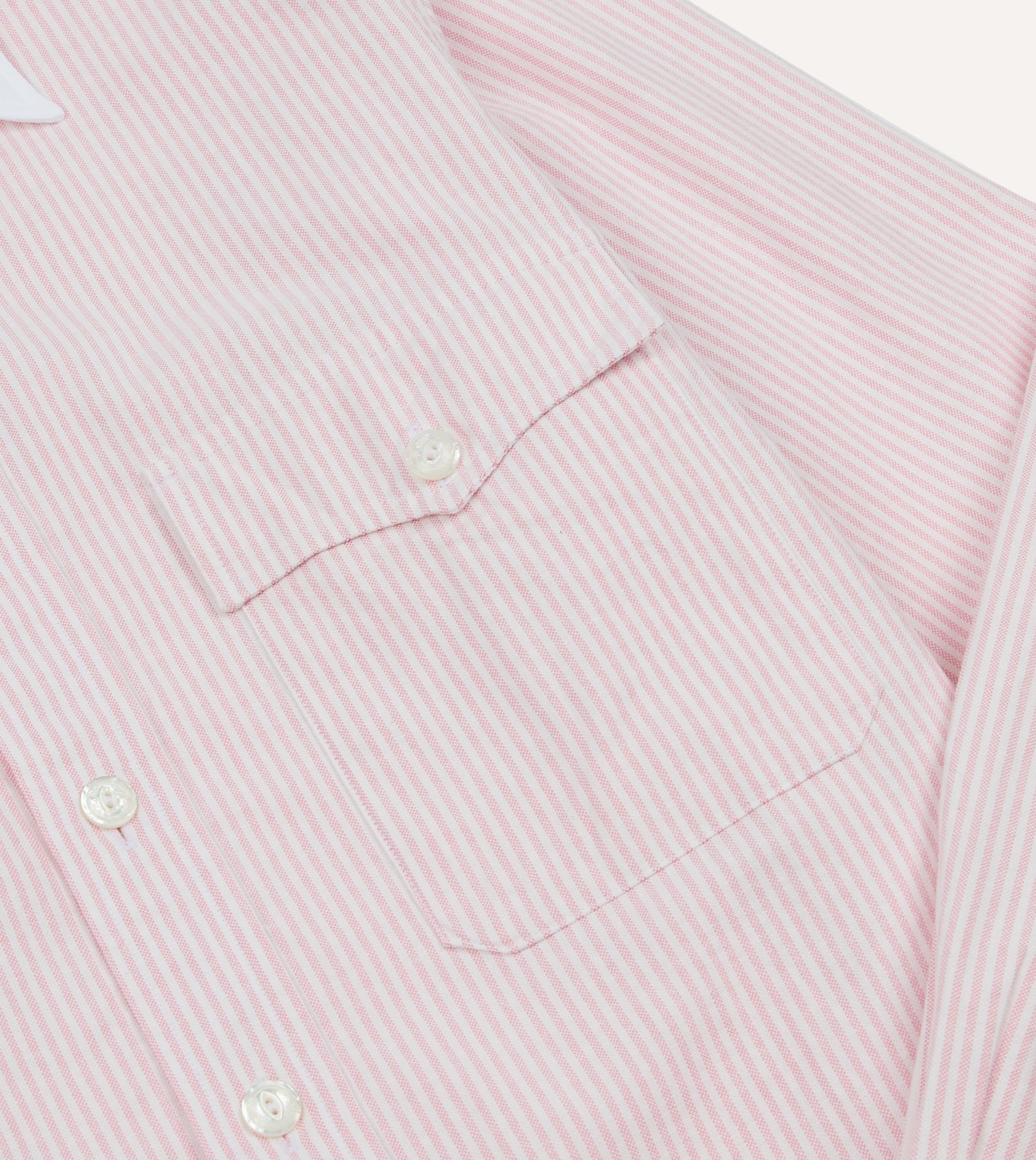 Pink Ticking Stripe Cotton Oxford Long Point Collar Western Shirt