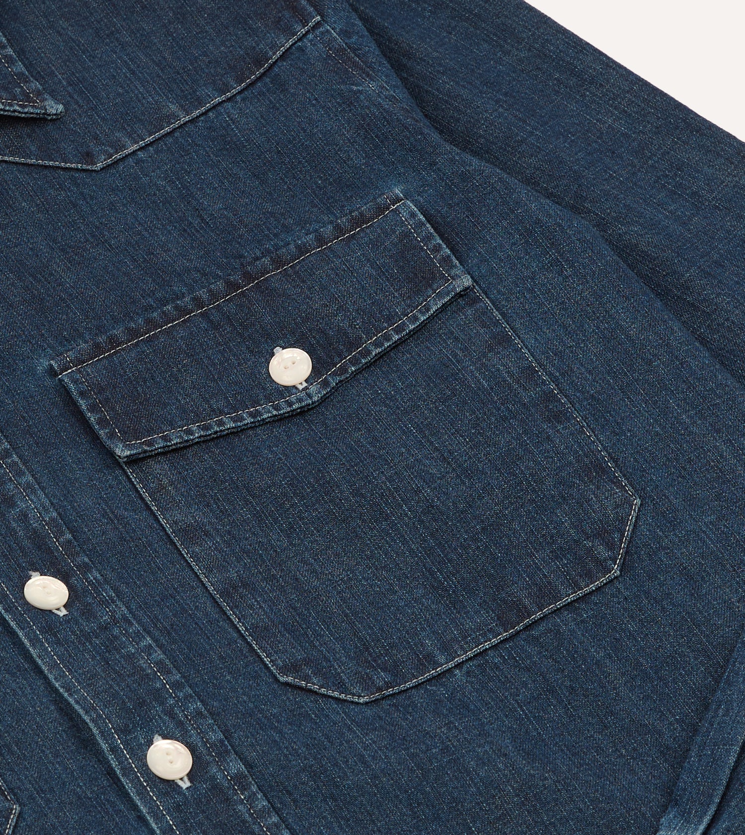 Indigo Rinse Denim Two-Pocket Western Shirt