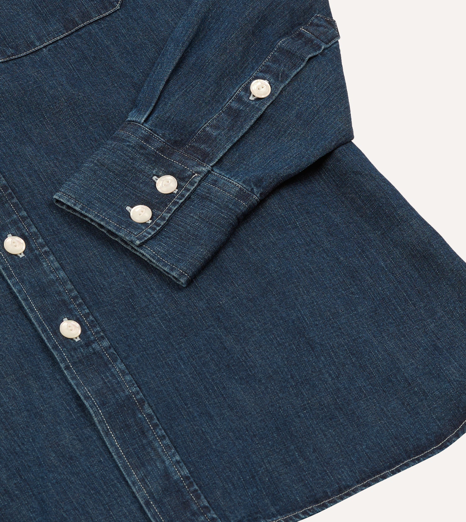 Indigo Rinse Denim Two-Pocket Western Shirt