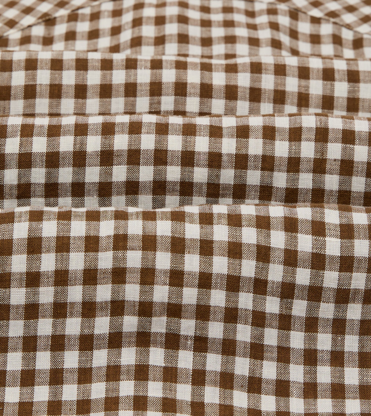 Brown Gingham Check Linen Two-Pocket Western Shirt