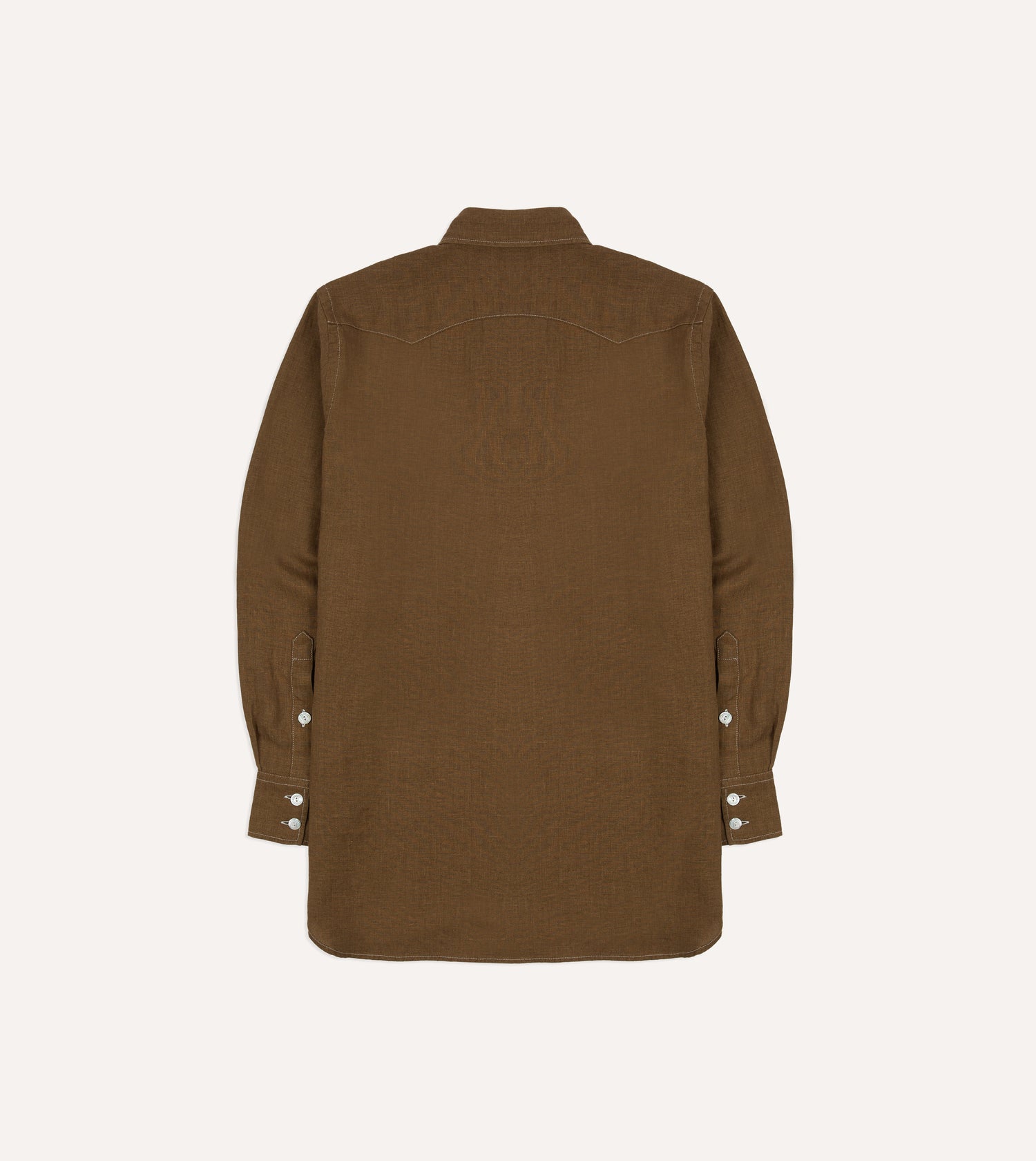 Brown Linen Two-Pocket Western Shirt