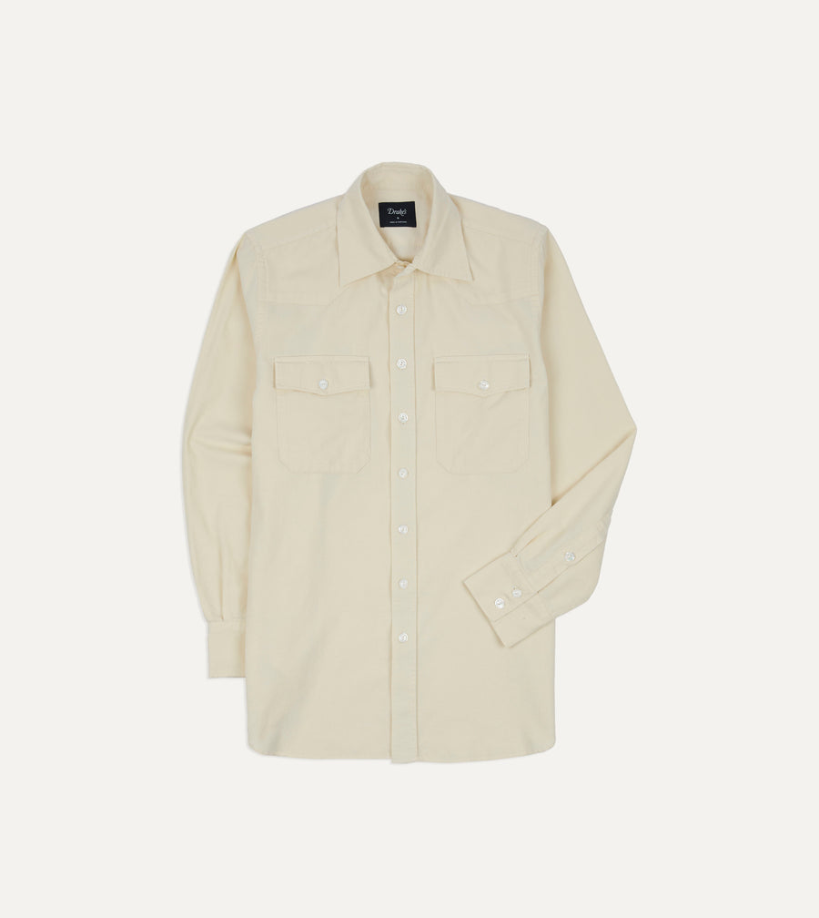Ecru Needlecord Two-Pocket Western Shirt