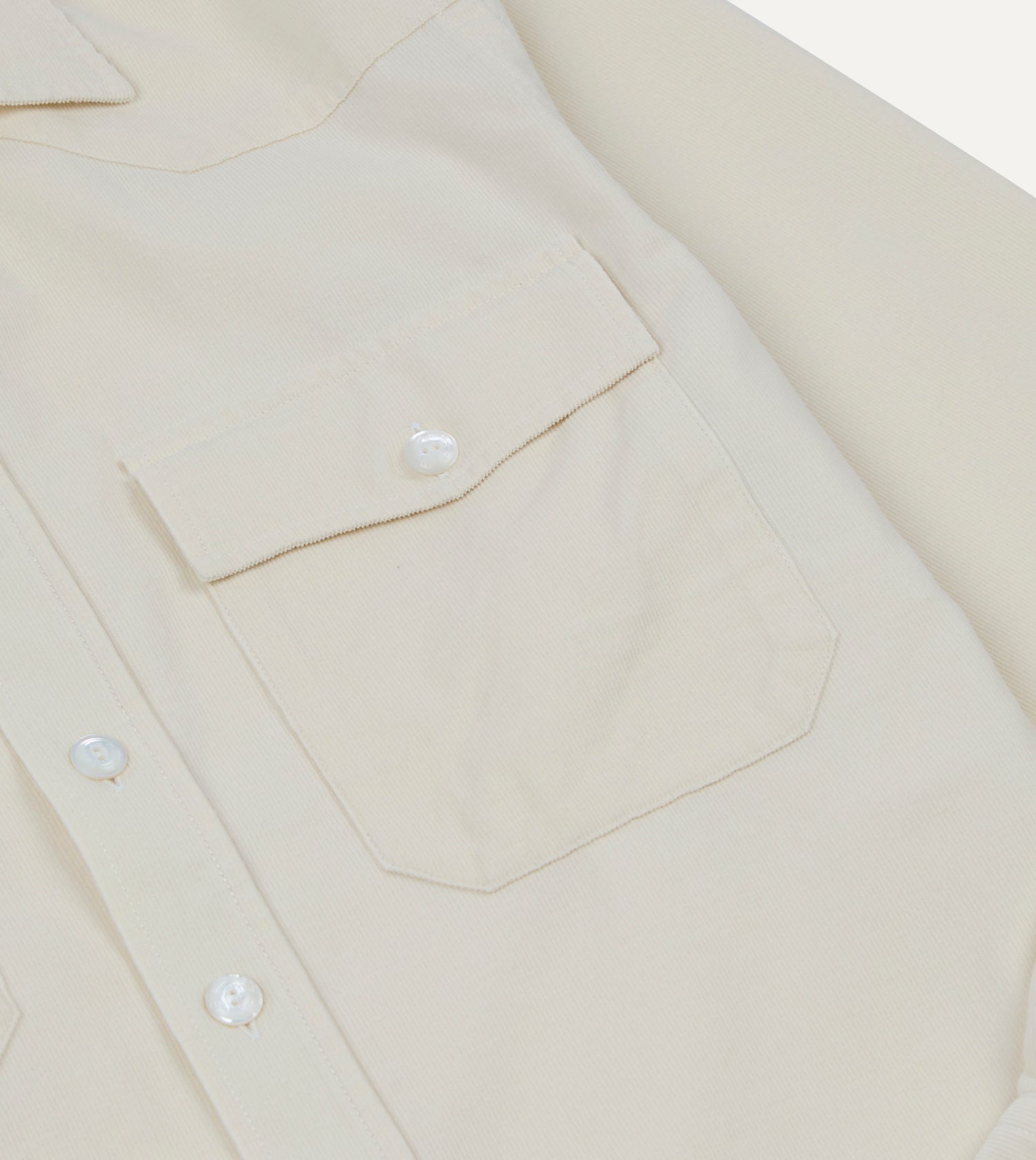 Ecru Needlecord Two-Pocket Western Shirt