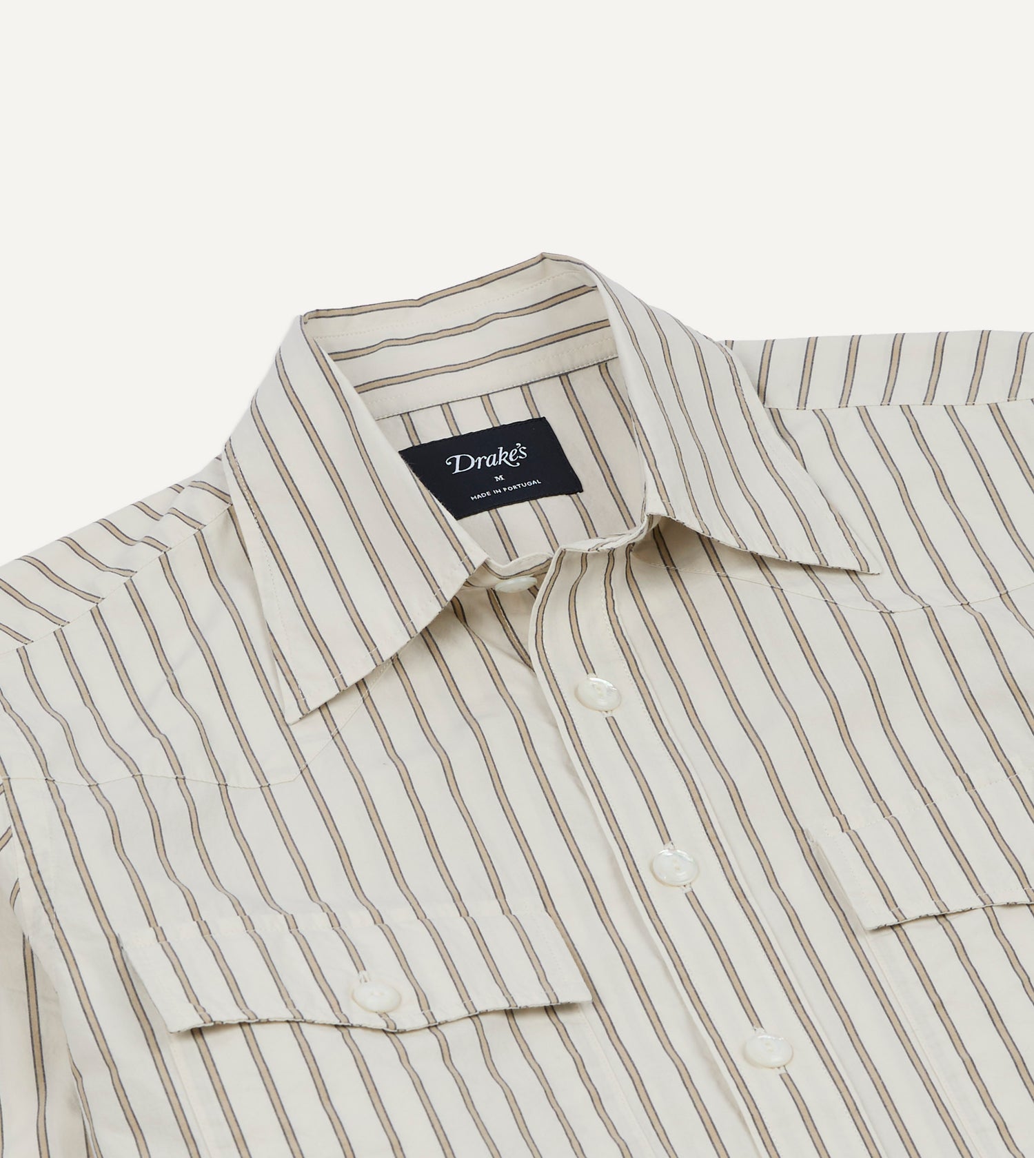 Ecru Stripe Cotton Two-Pocket Western Shirt