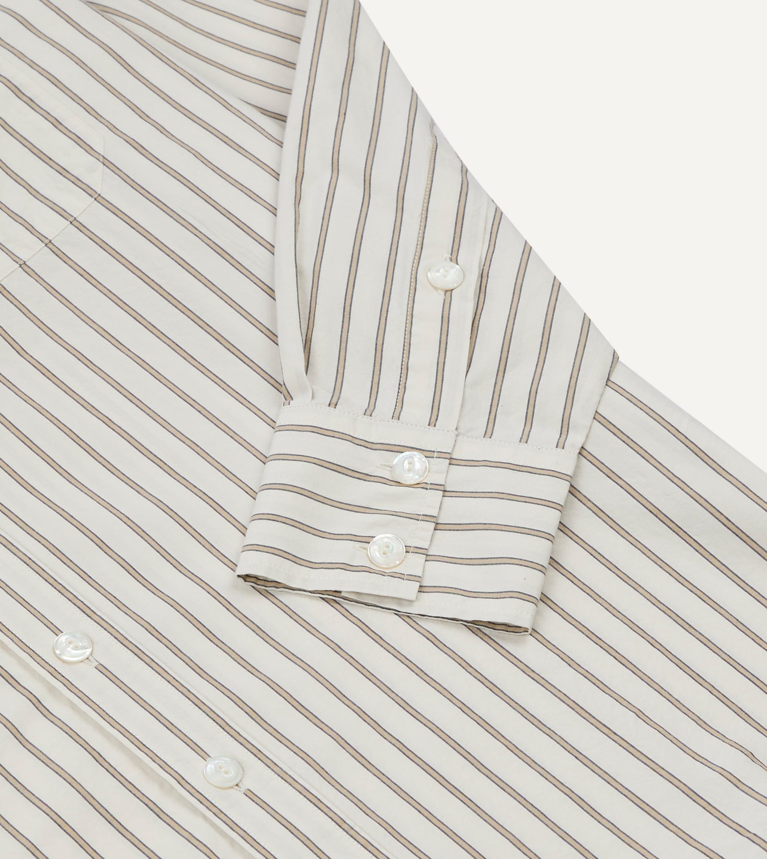 Ecru Stripe Cotton Two-Pocket Western Shirt
