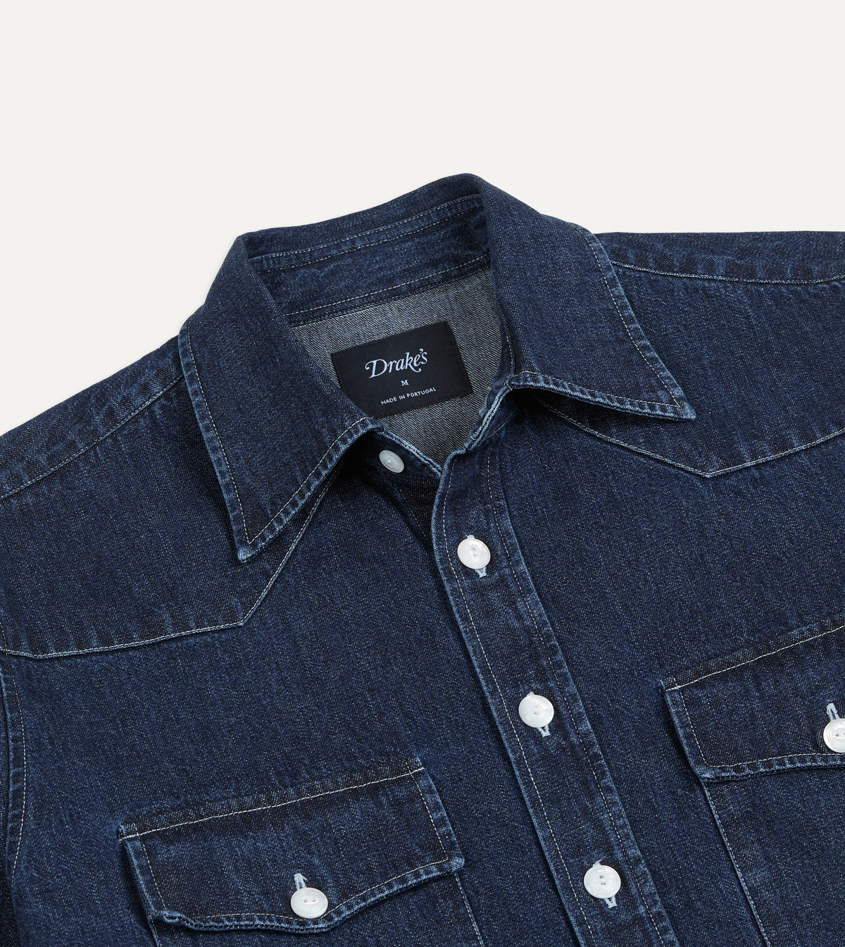 Indigo Rinse Denim Two-Pocket Western Shirt