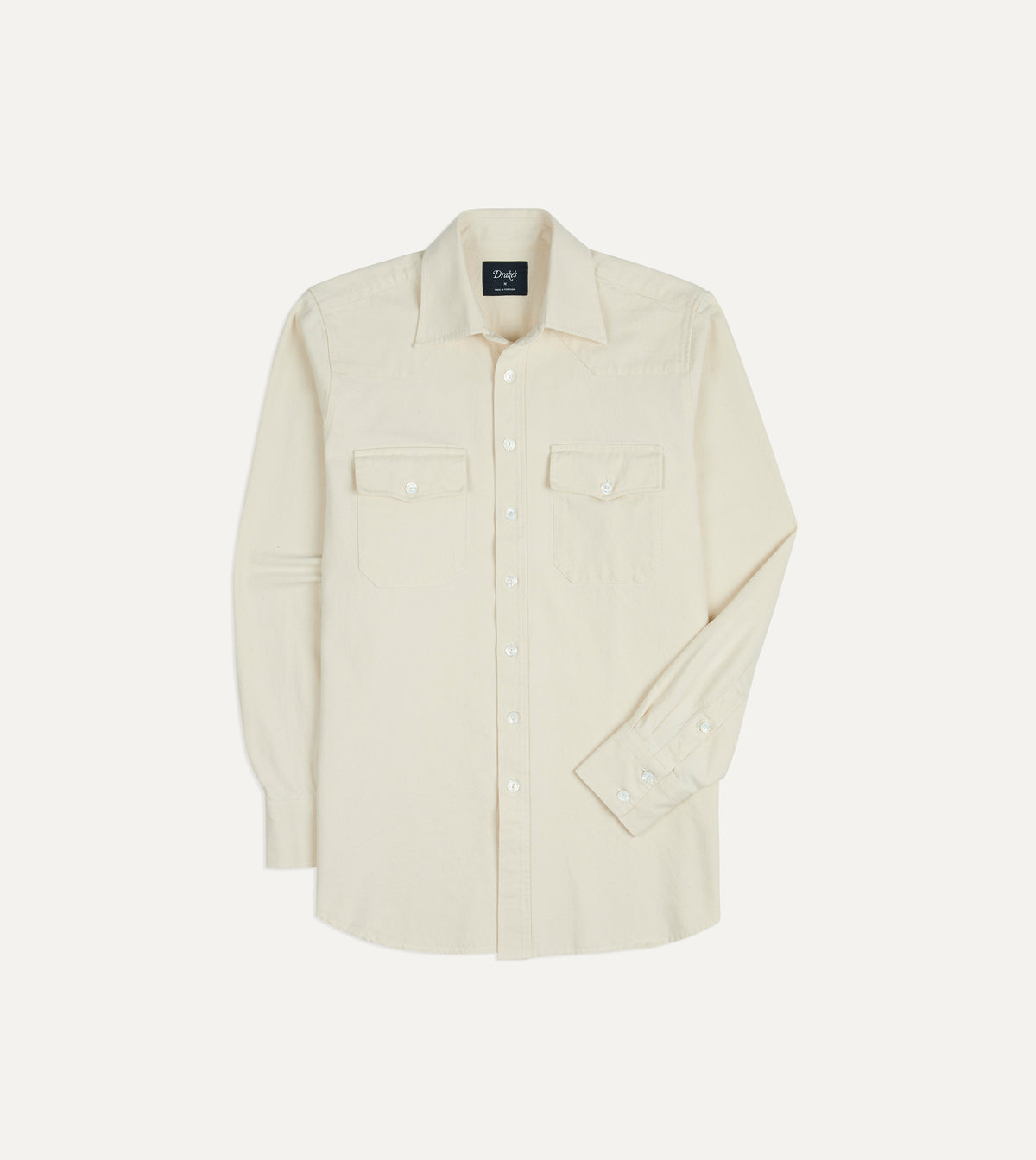 Ecru Denim Two-Pocket Western Shirt