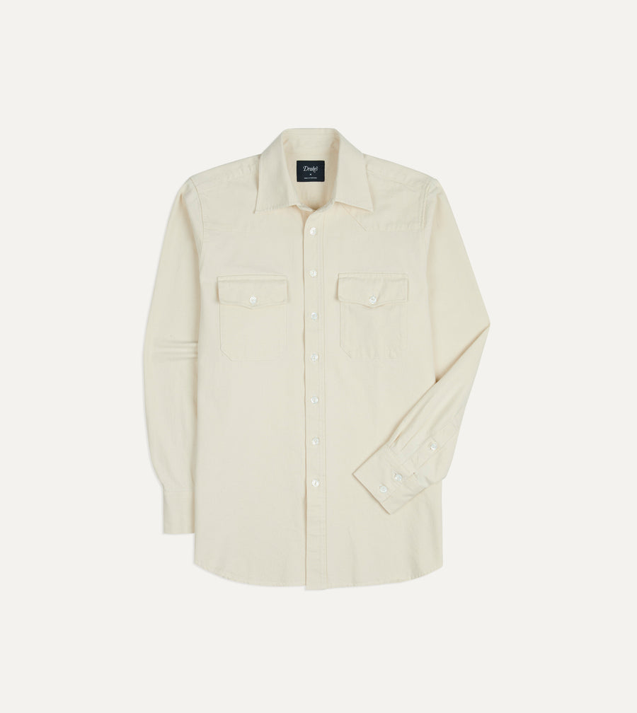 Ecru Denim Two-Pocket Western Shirt