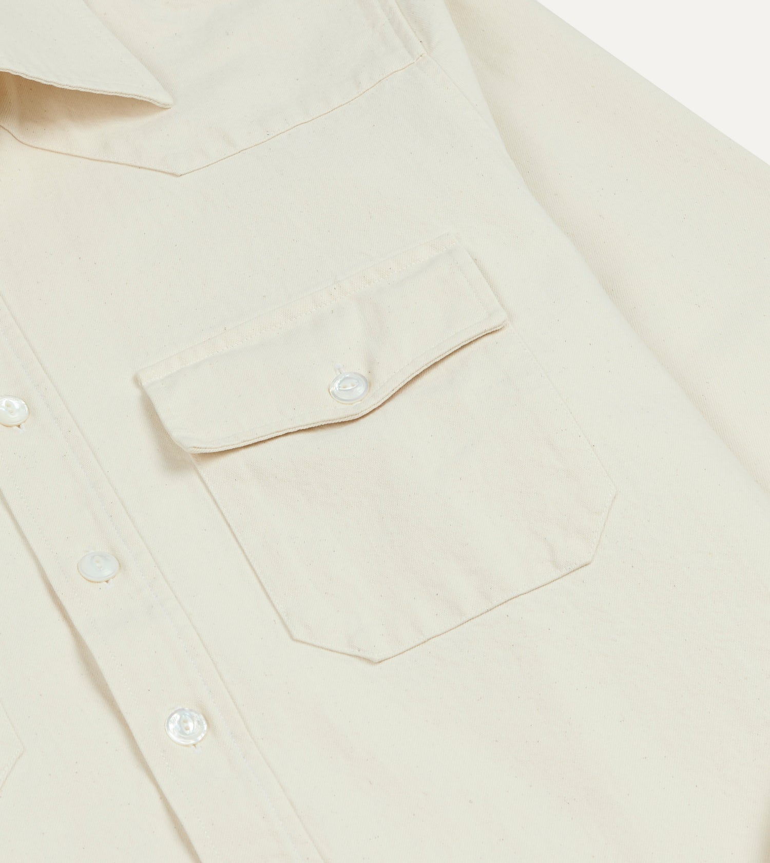 Ecru Denim Two-Pocket Western Shirt