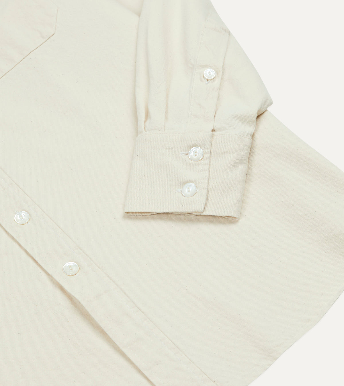 Ecru Denim Two-Pocket Western Shirt