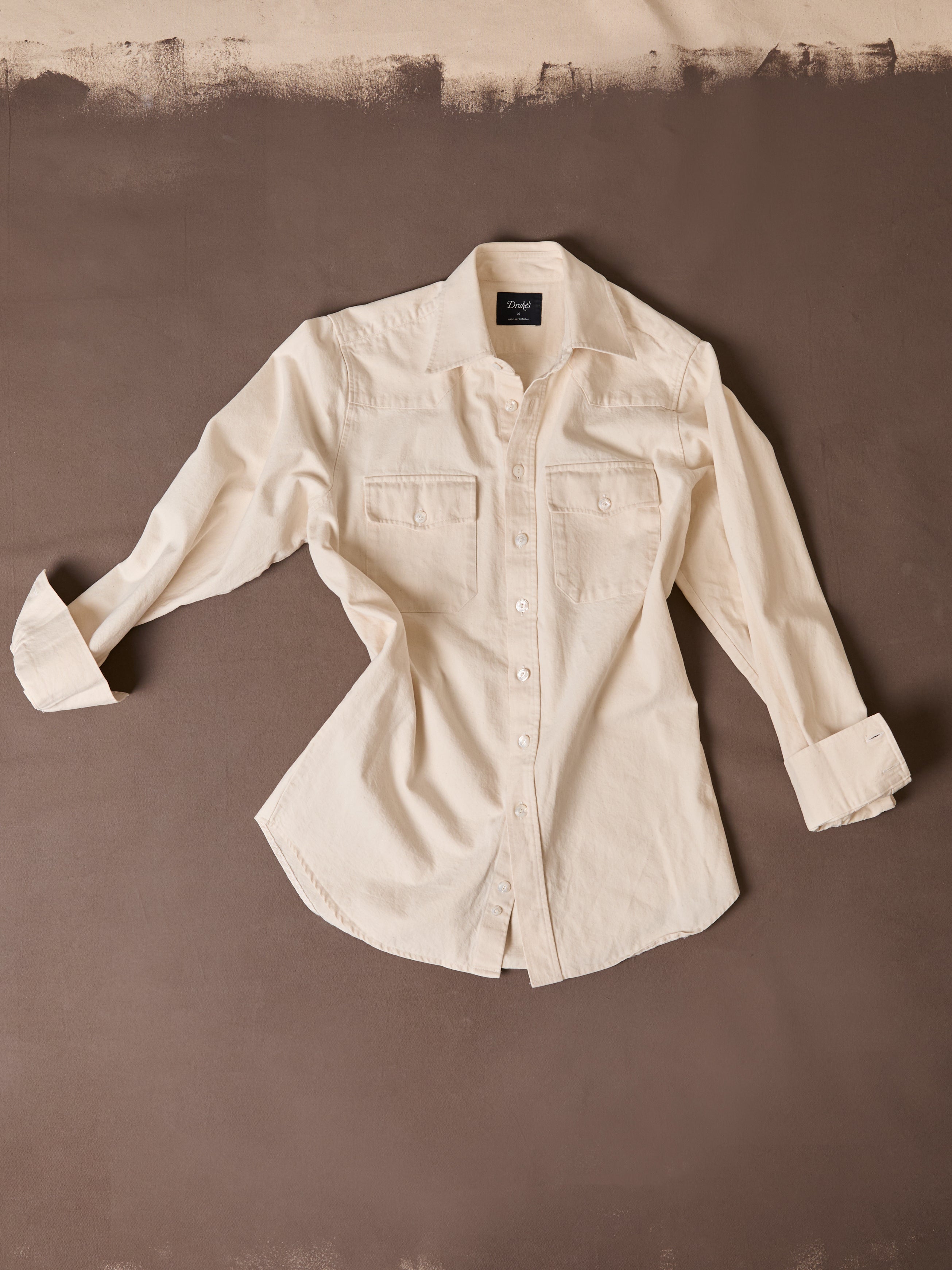 Ecru Denim Two-Pocket Western Shirt