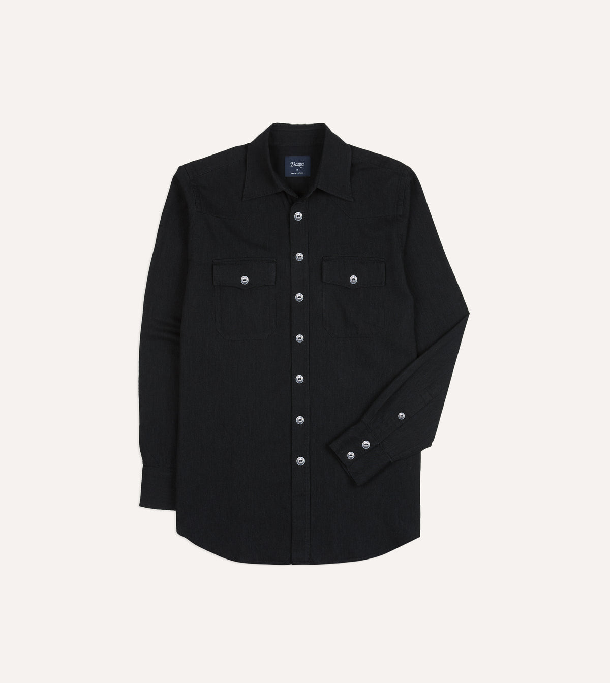 Black Denim Two-Pocket Western Shirt