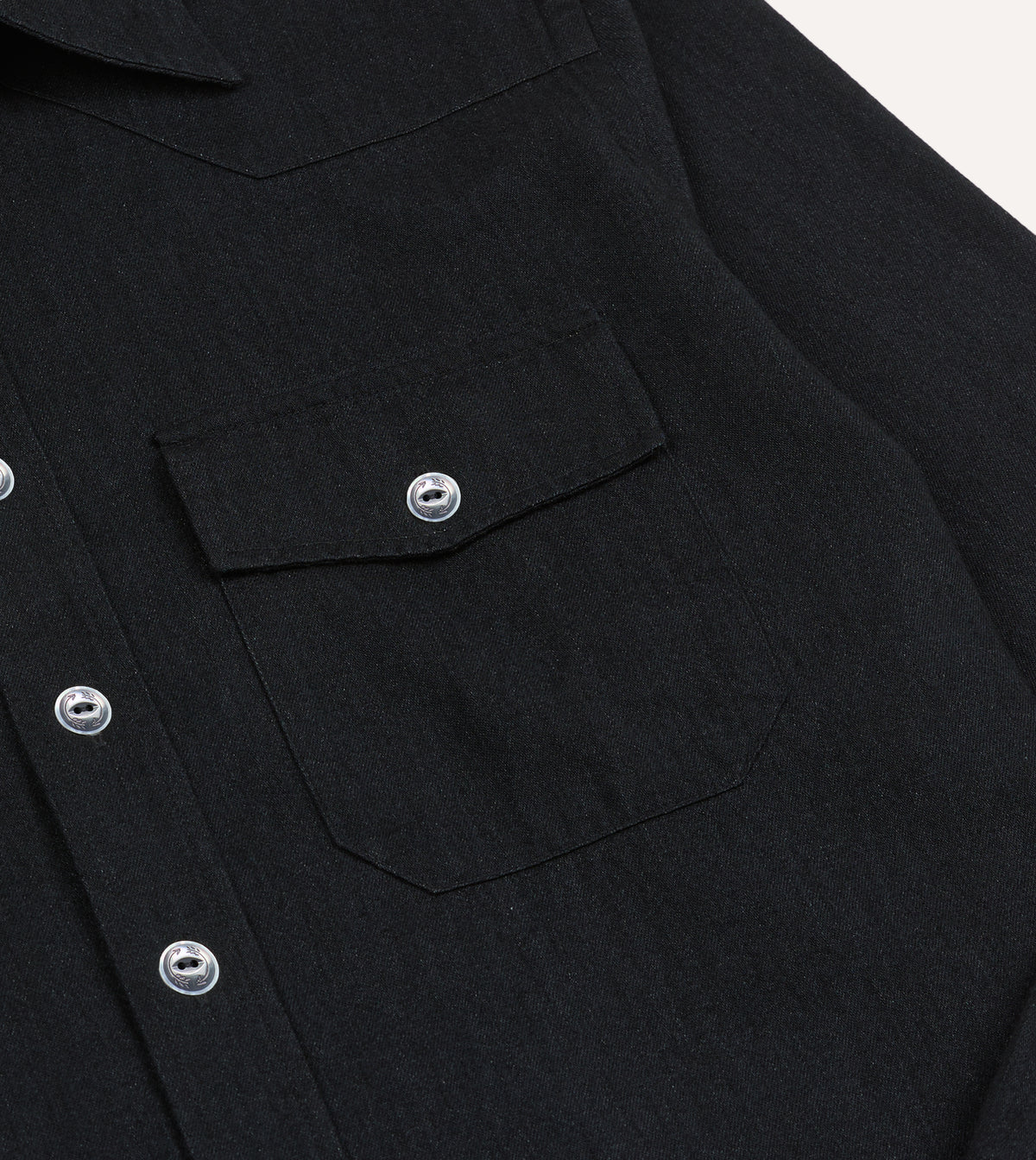 Black Denim Two-Pocket Western Shirt