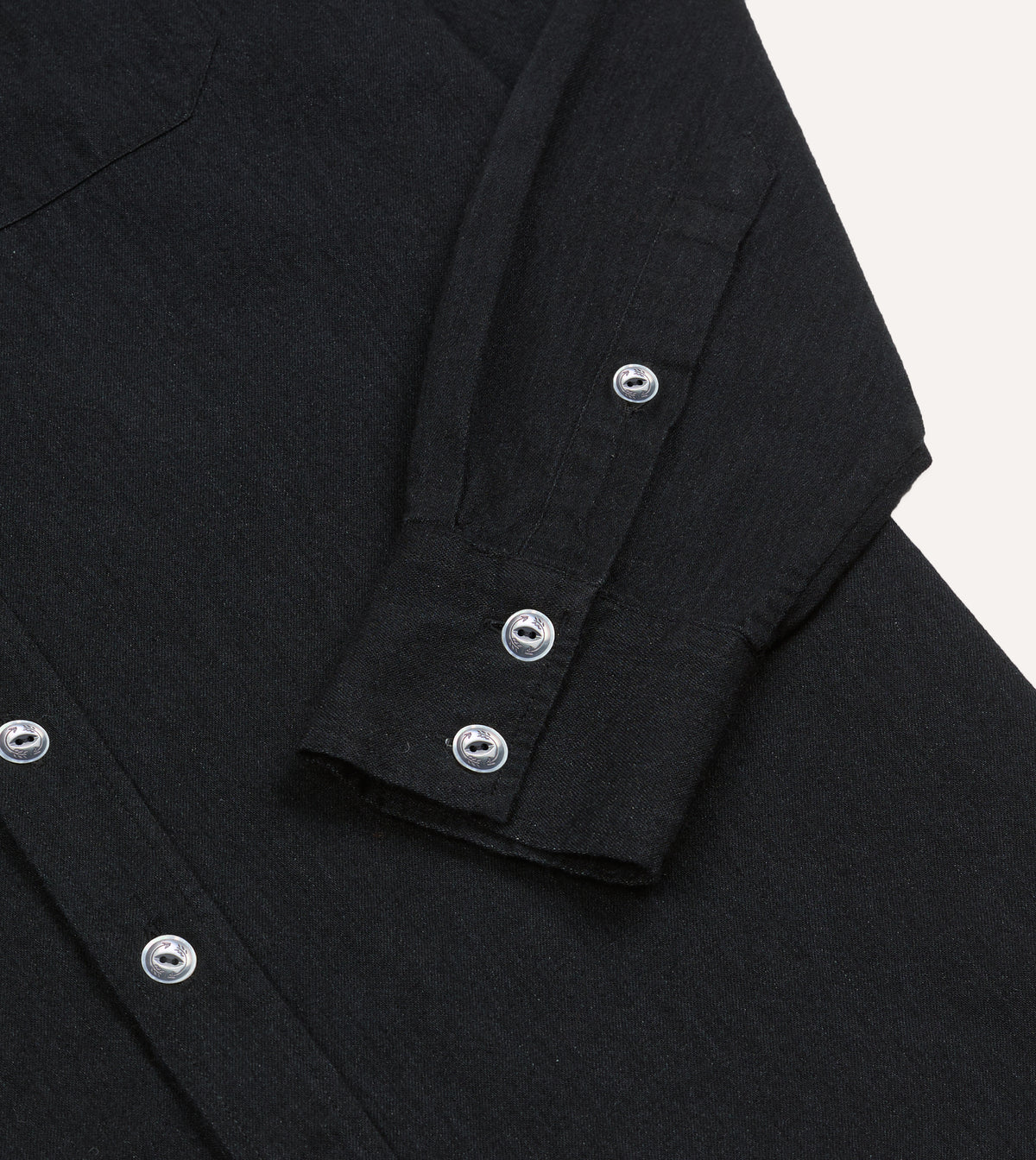 Black Denim Two-Pocket Western Shirt