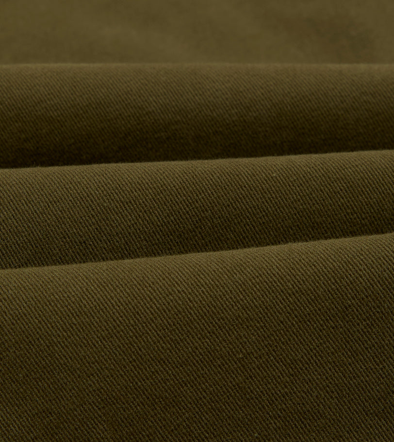 Khaki Cotton Mandarin Collar Popover Shirt