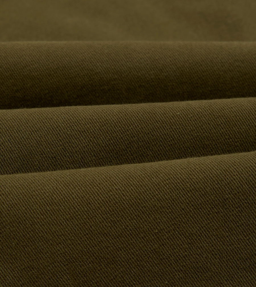 Khaki Cotton Mandarin Collar Popover Shirt