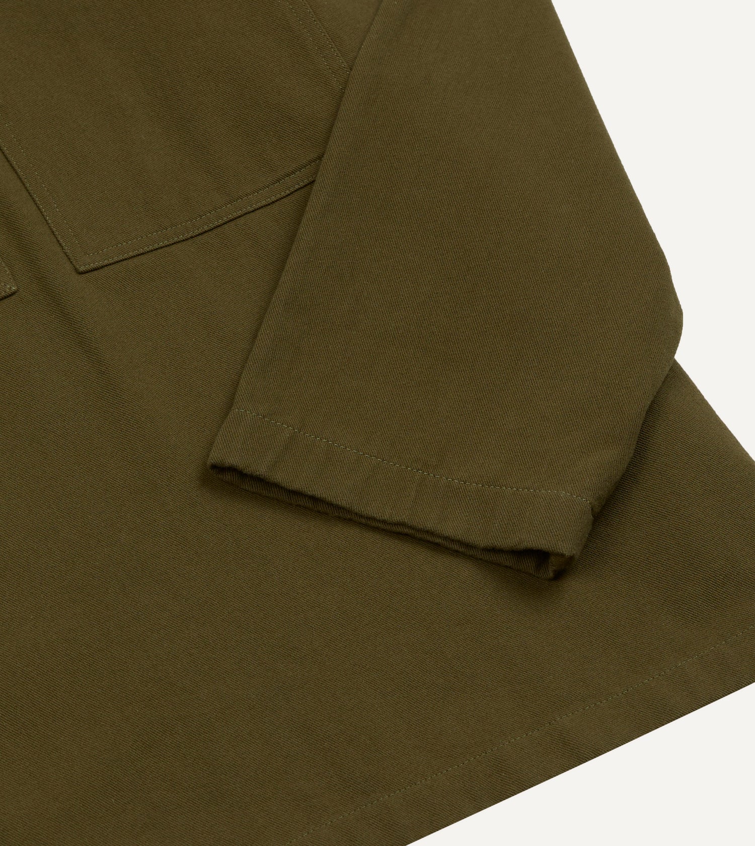 Khaki Cotton Mandarin Collar Popover Shirt
