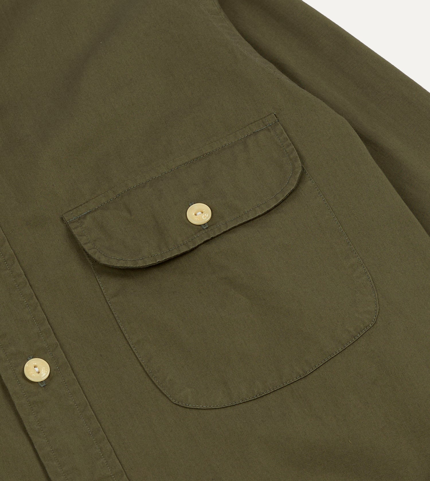 Olive Cotton Mandarin Collar Shirt