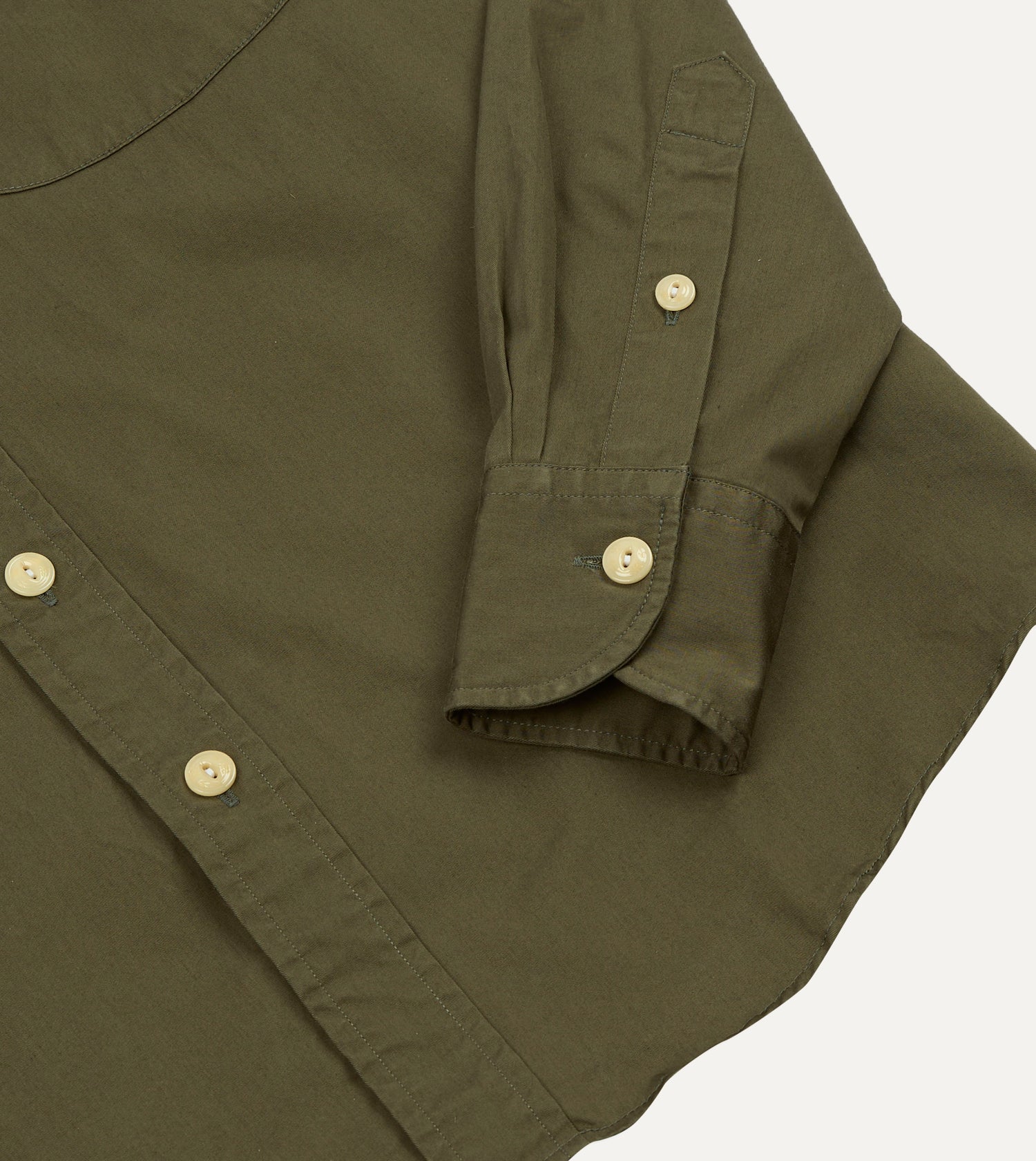 Olive Cotton Mandarin Collar Shirt
