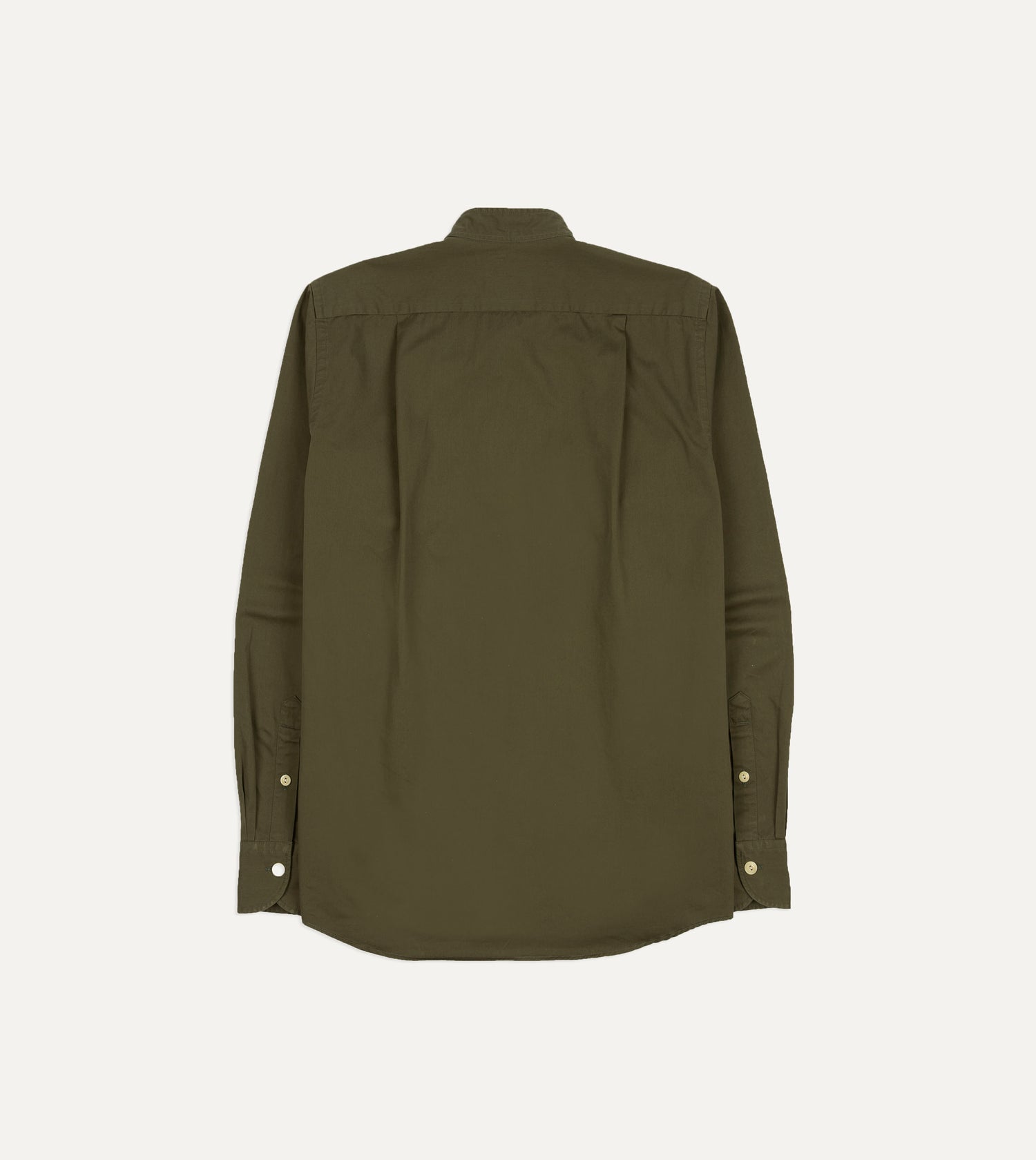 Olive Cotton Mandarin Collar Shirt