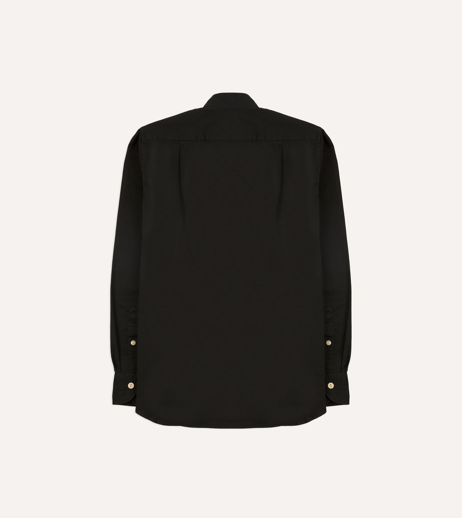 Black Cotton Mandarin Collar Shirt