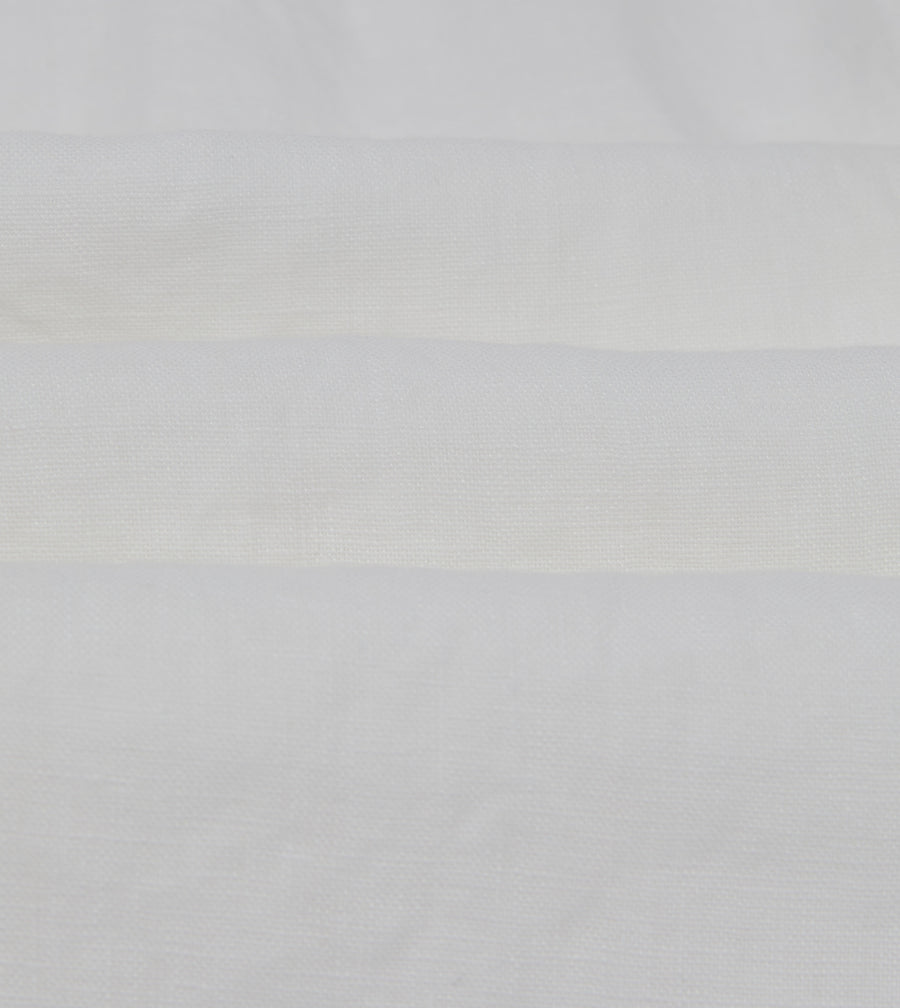 White Linen Mandarin Collar Shirt