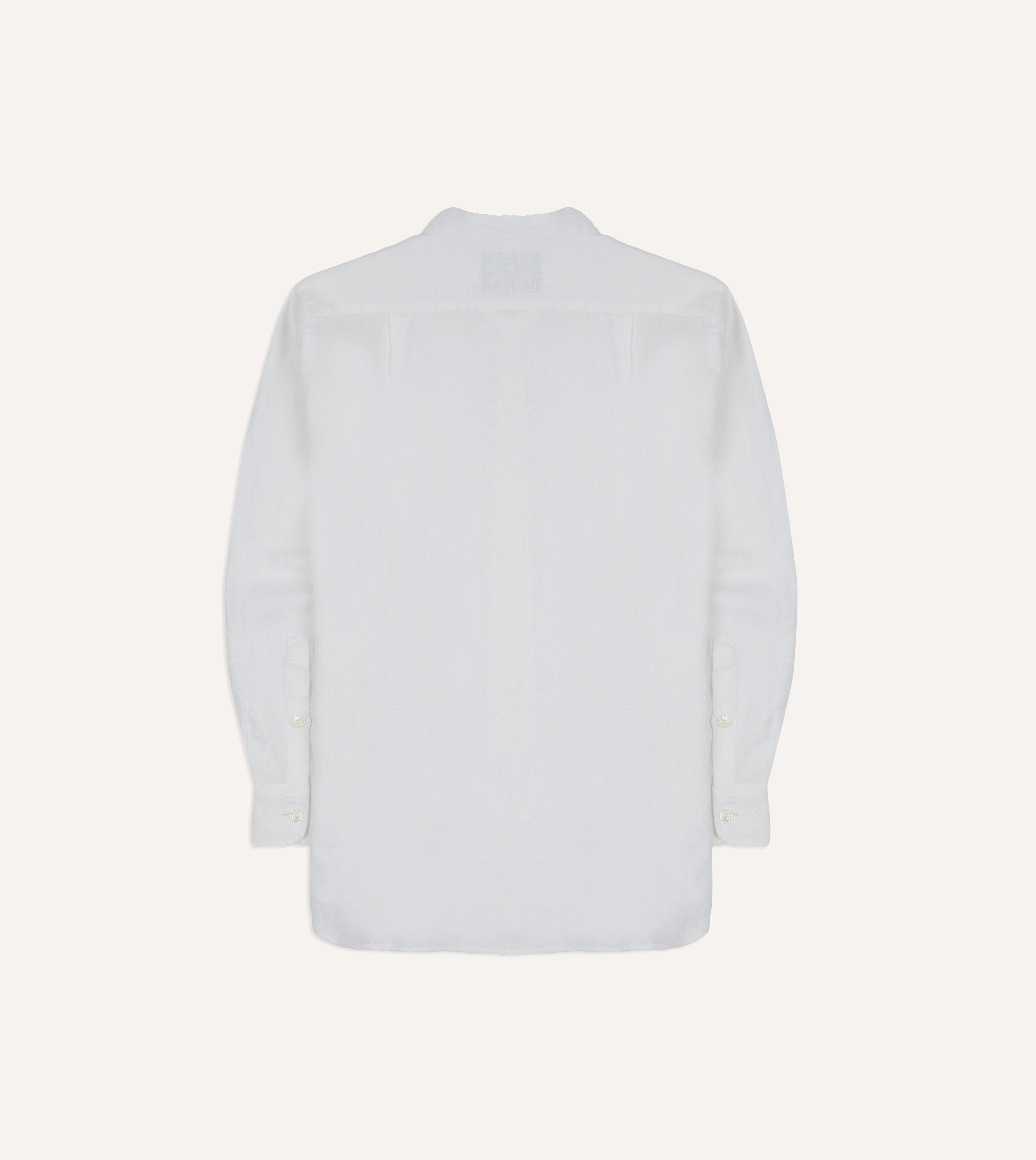 White Linen Mandarin Collar Shirt