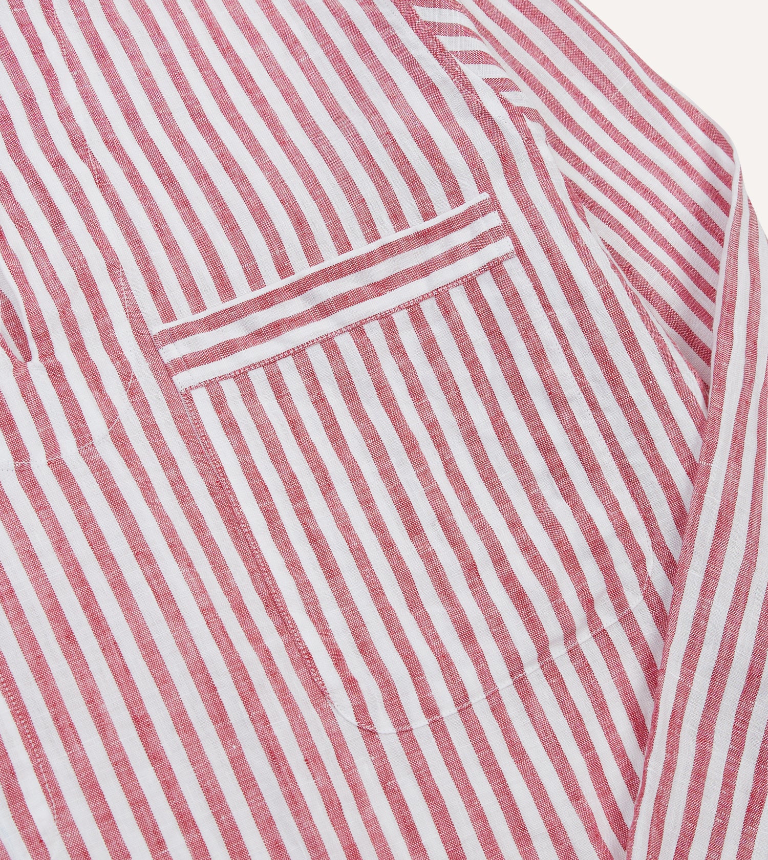 Red Stripe Linen Smock Shirt