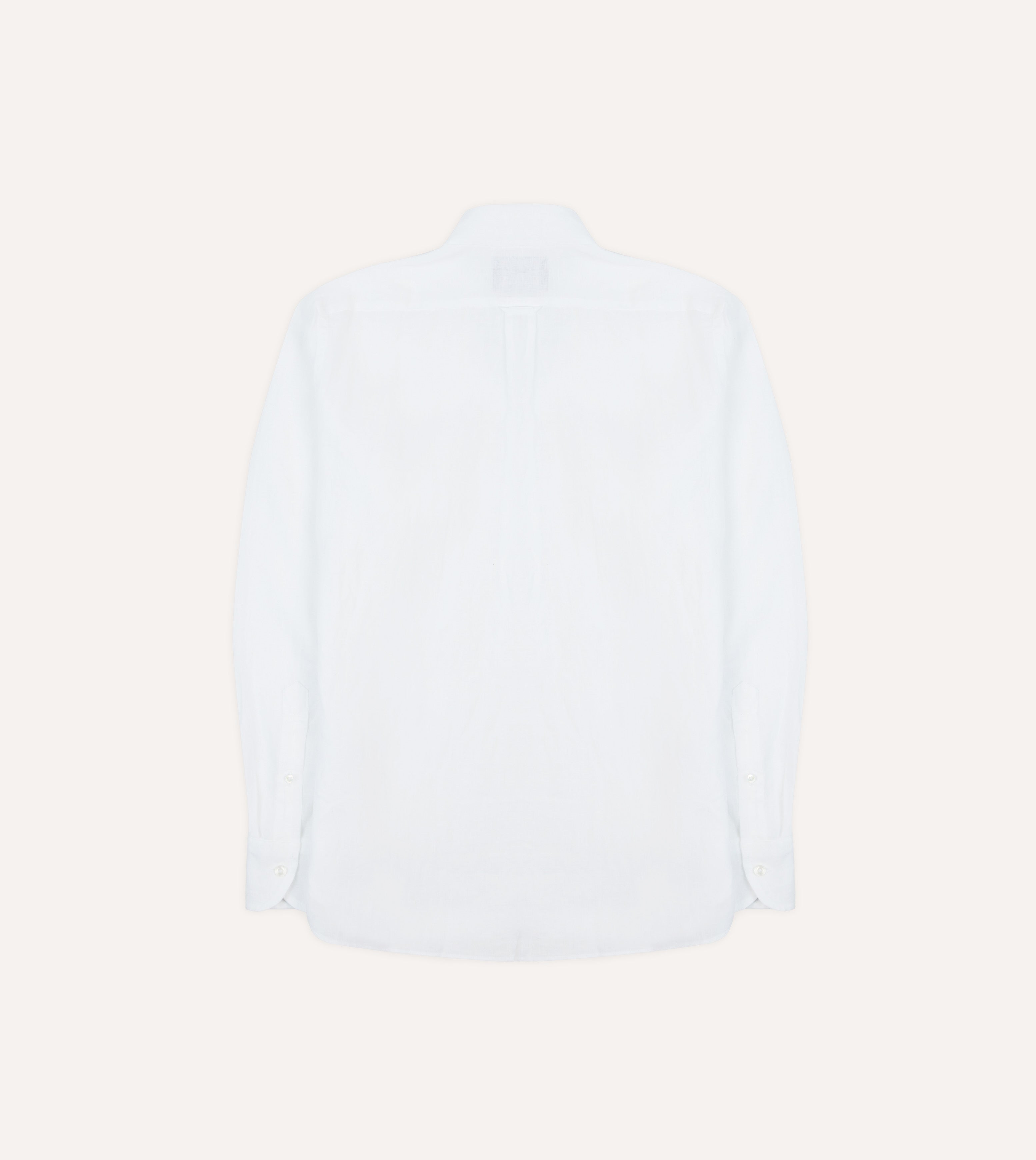 White Linen Long Point Collar Popover Shirt