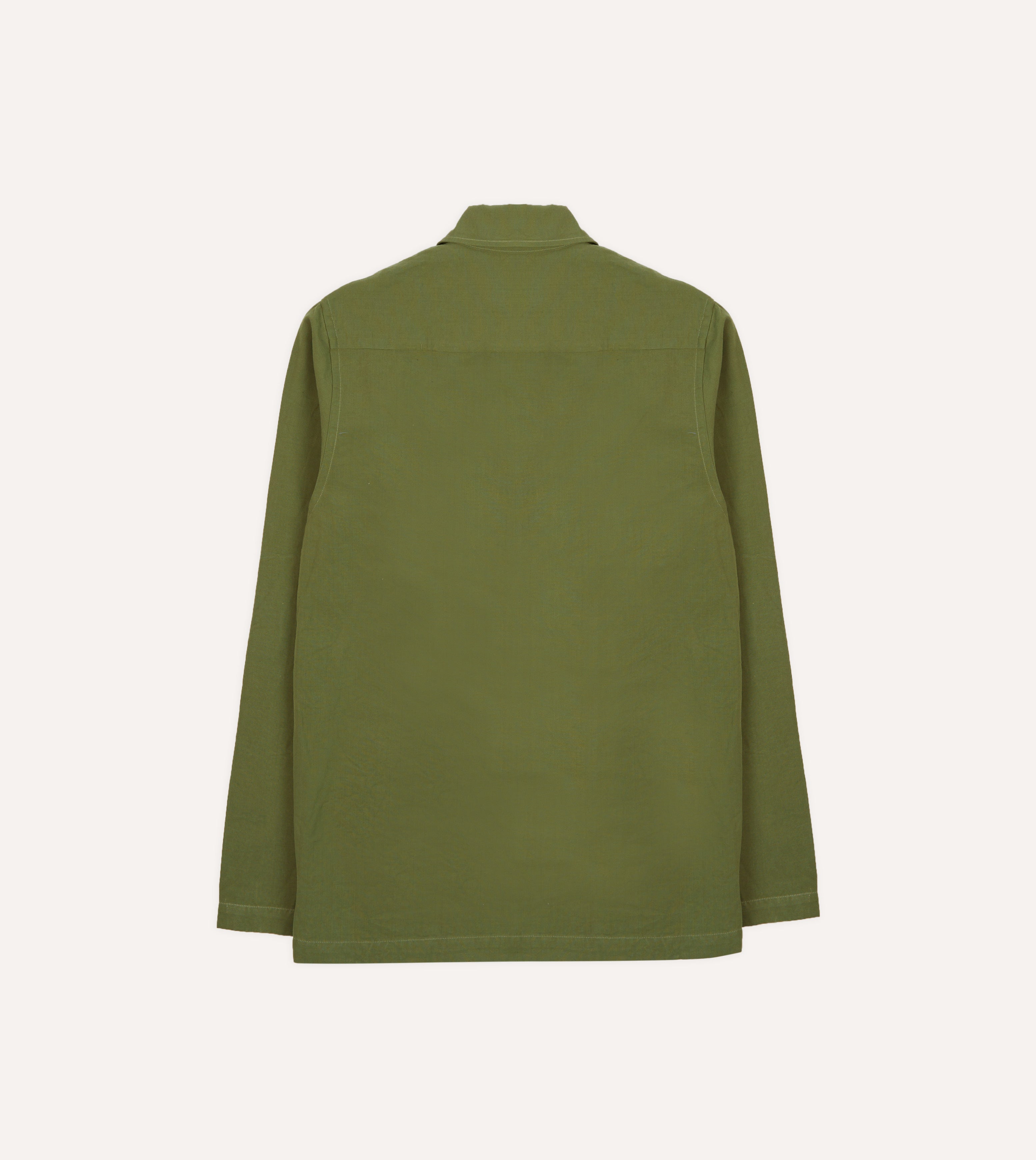 Olive Cotton-Linen Popover Shirt