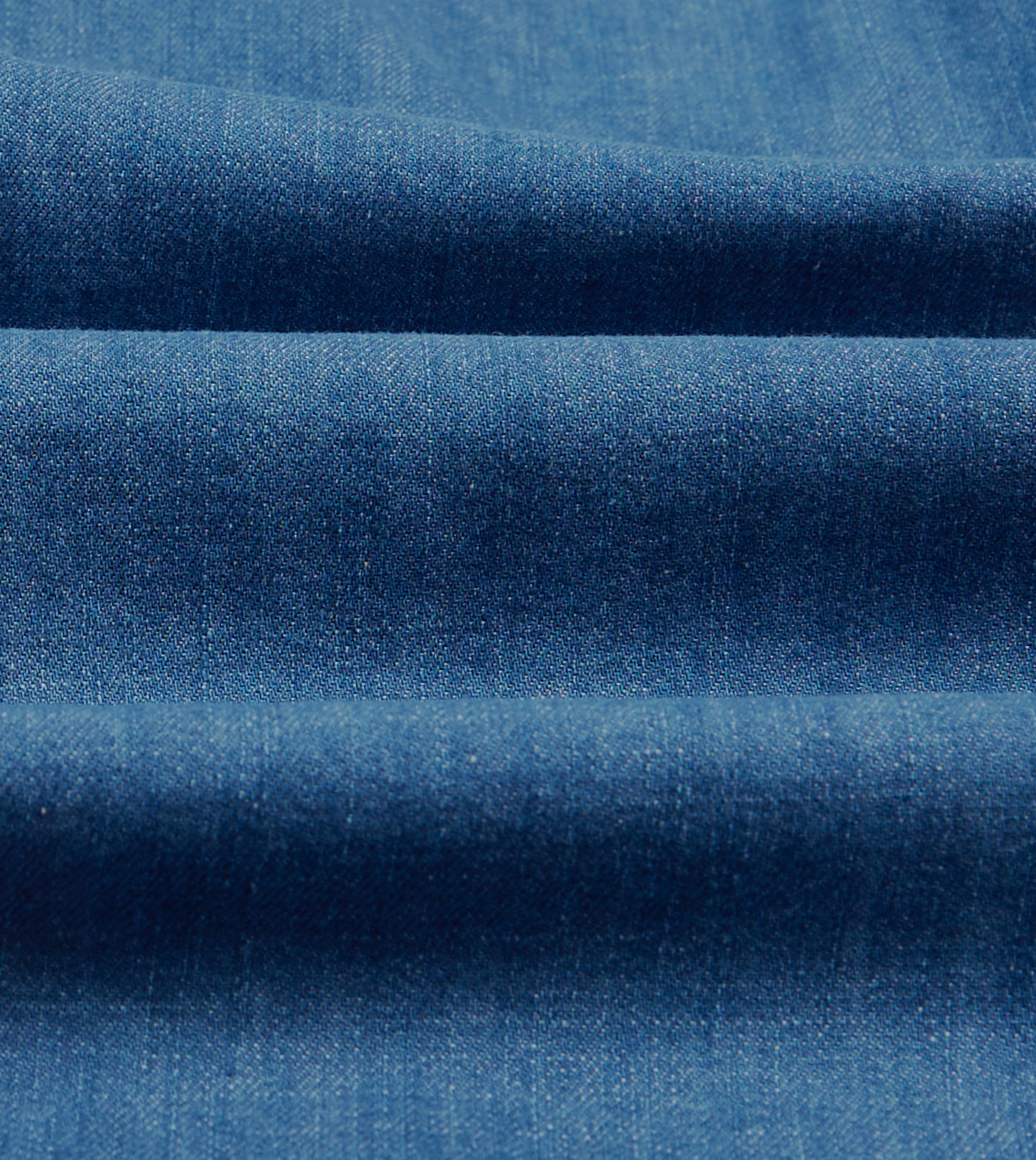 Blue Denim Spread Collar Popover Shirt