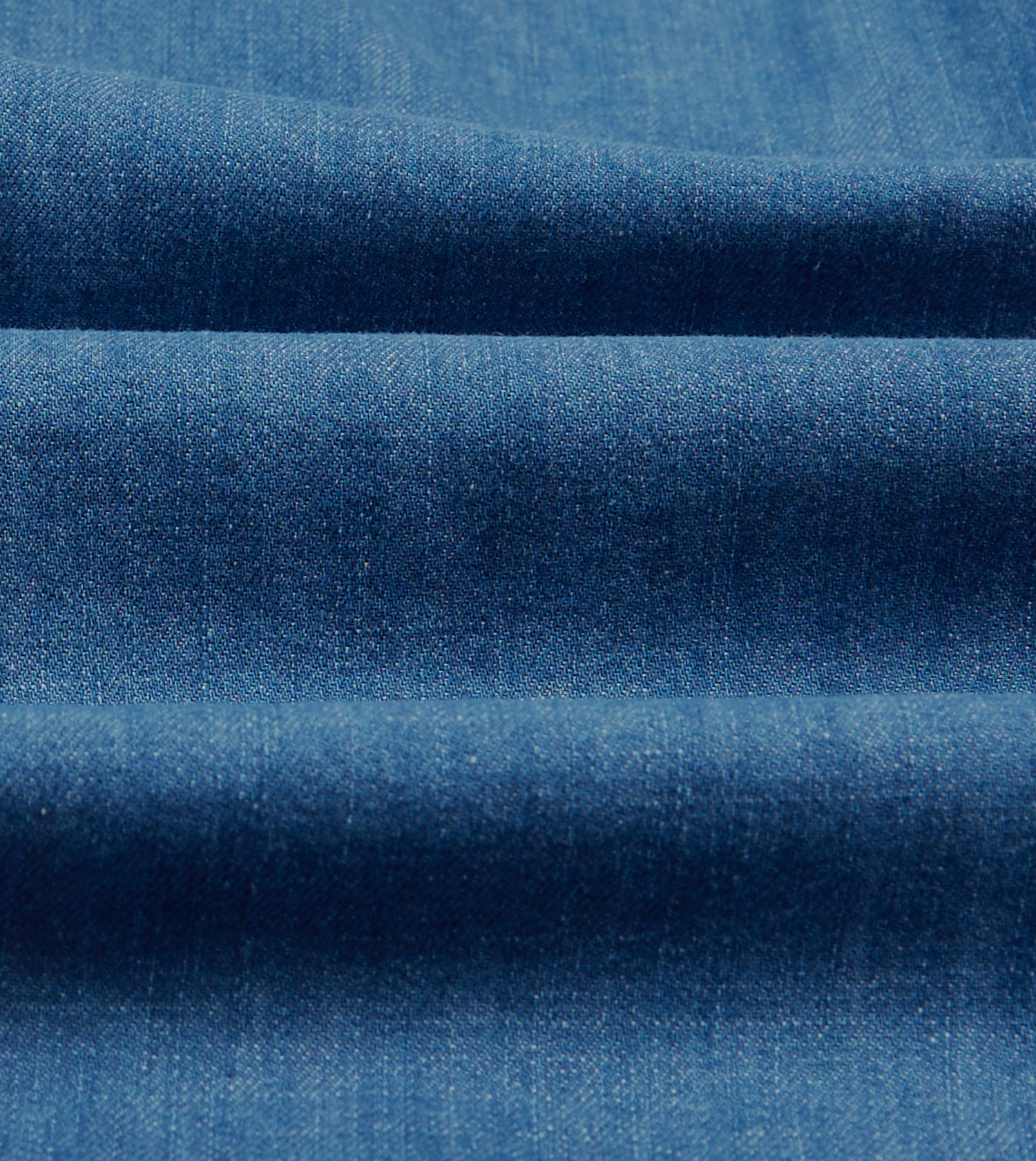 Blue Denim Spread Collar Popover Shirt