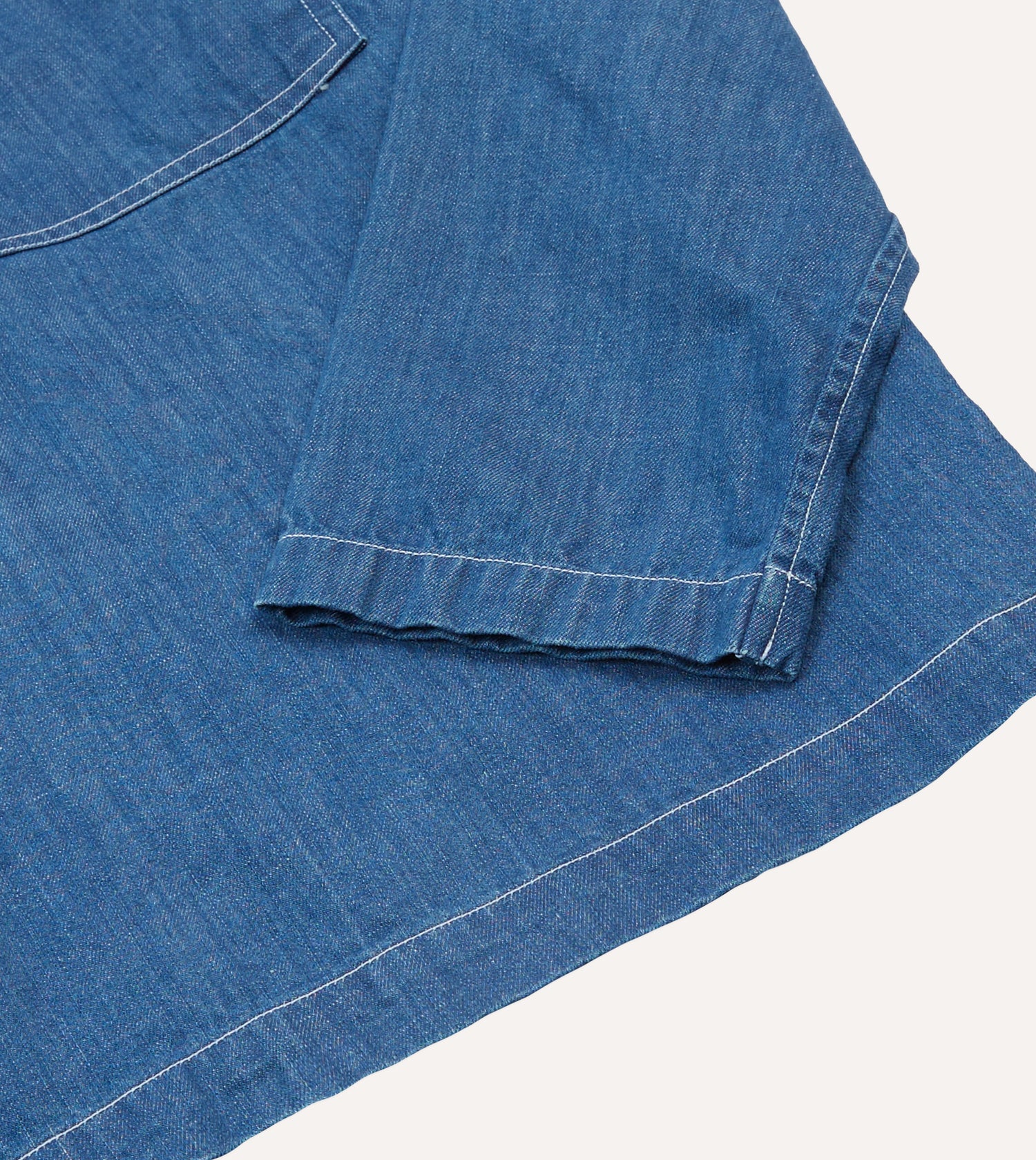 Blue Denim Spread Collar Popover Shirt