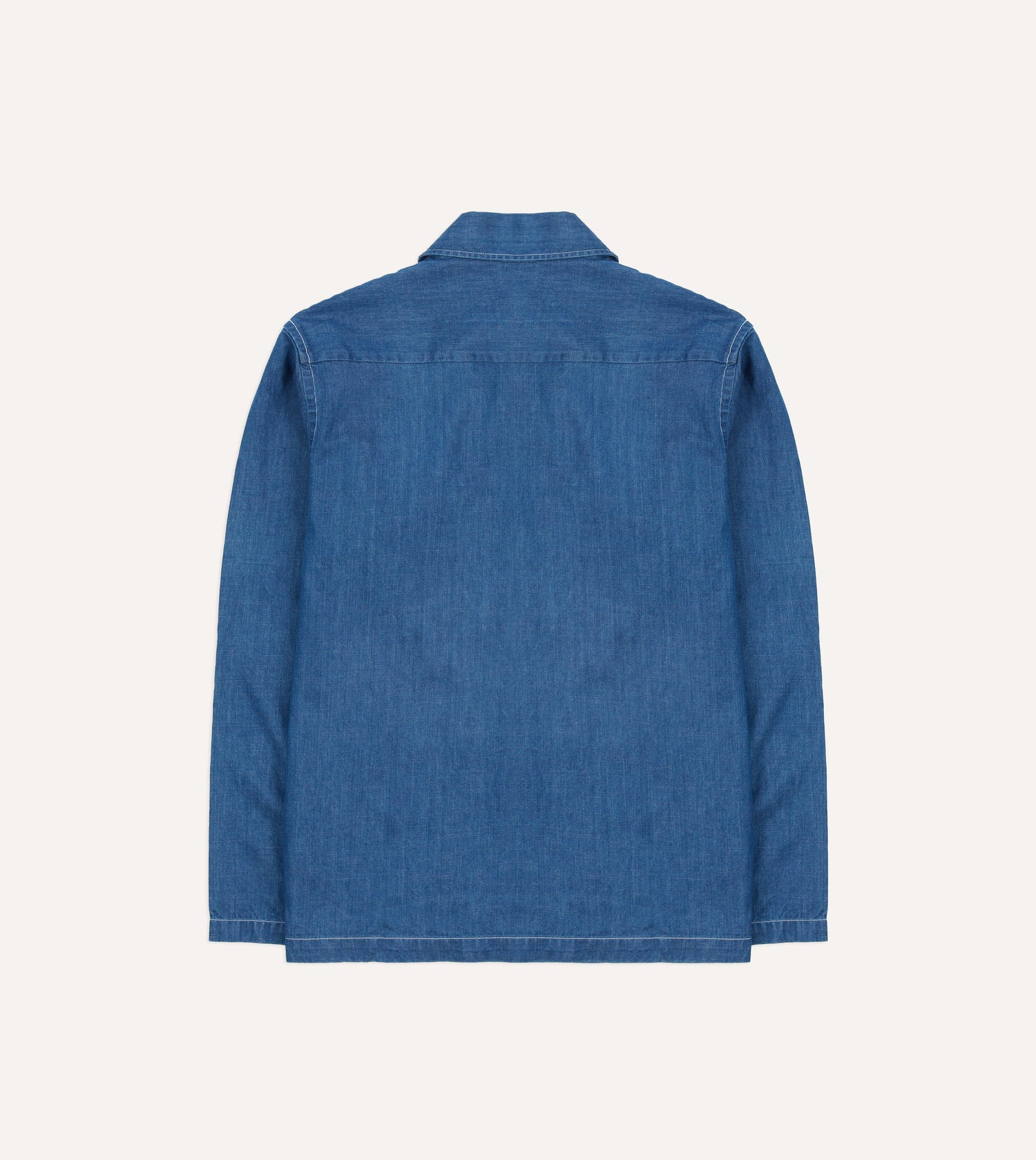 Blue Denim Spread Collar Popover Shirt