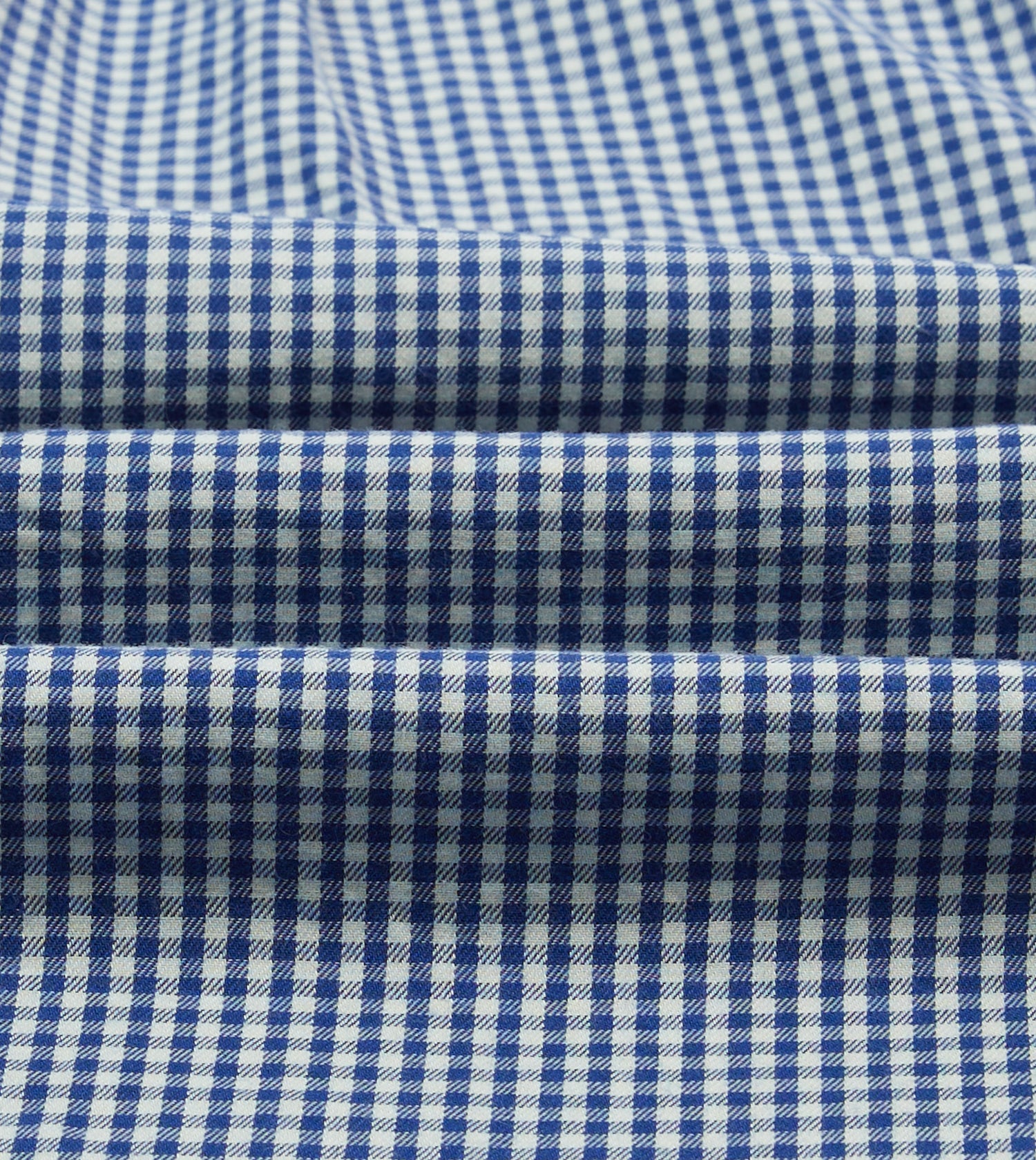 Blue Gingham Brushed Cotton Long Point Collar Popover Shirt