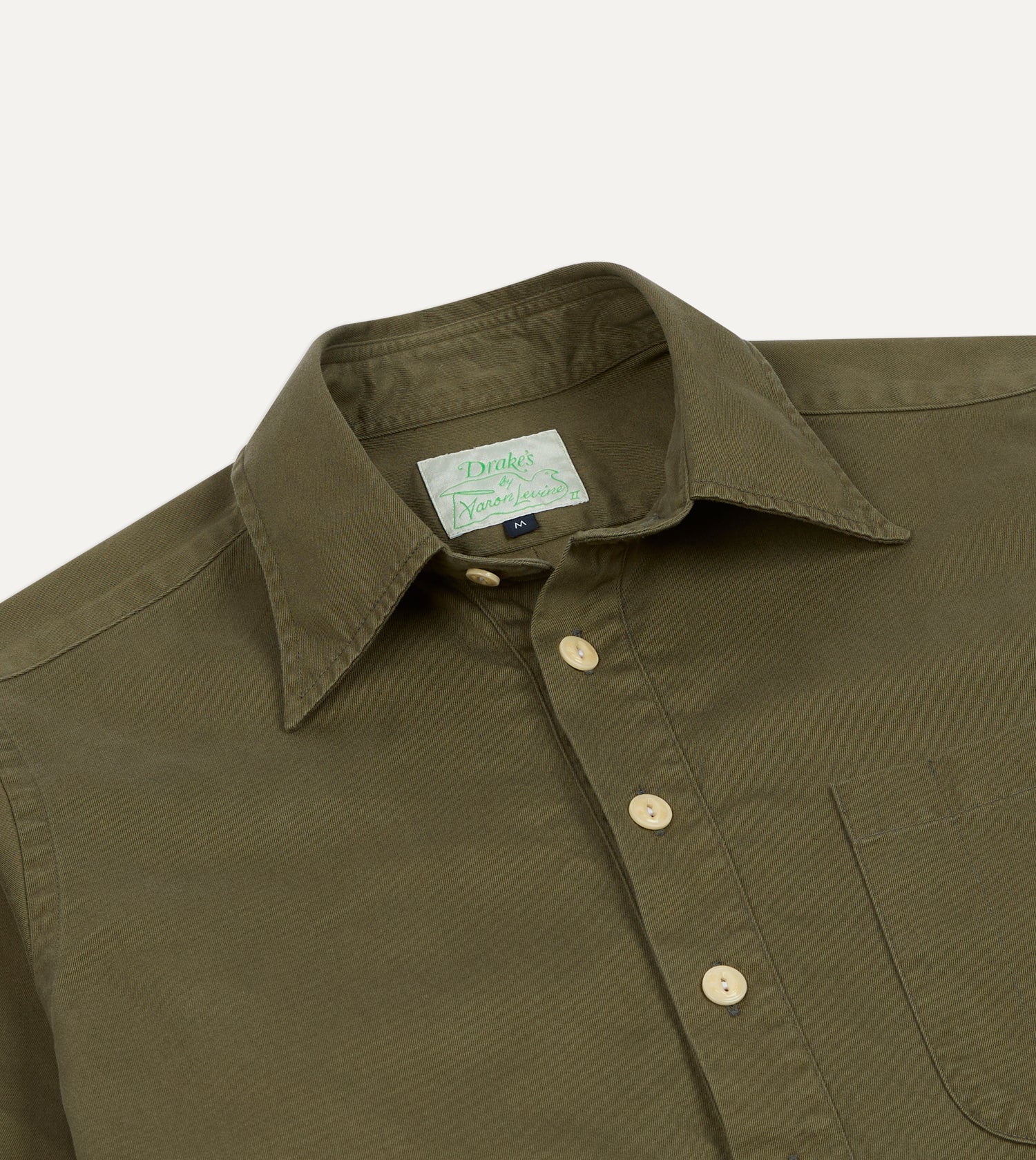 Drake's by A. Levine Olive Cotton Popover Shirt