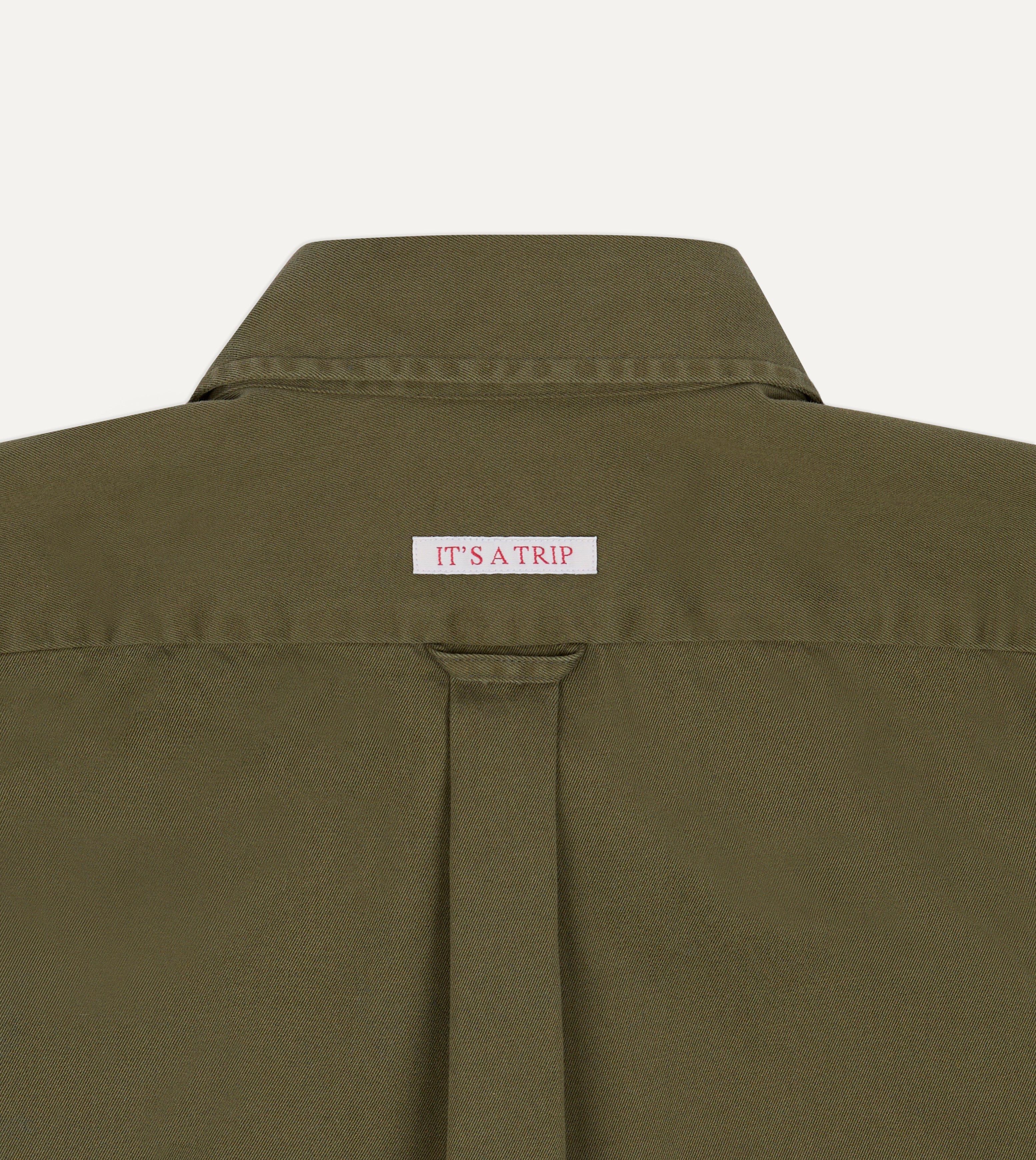 Drake's by A. Levine Olive Cotton Popover Shirt
