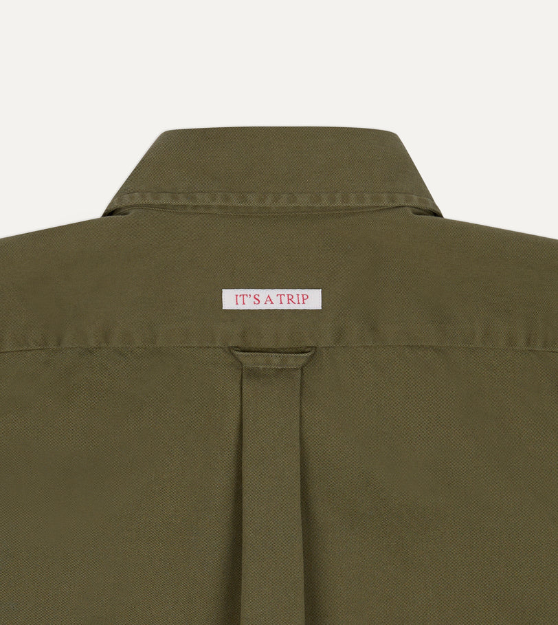 Drake's by A. Levine Olive Cotton Popover Shirt