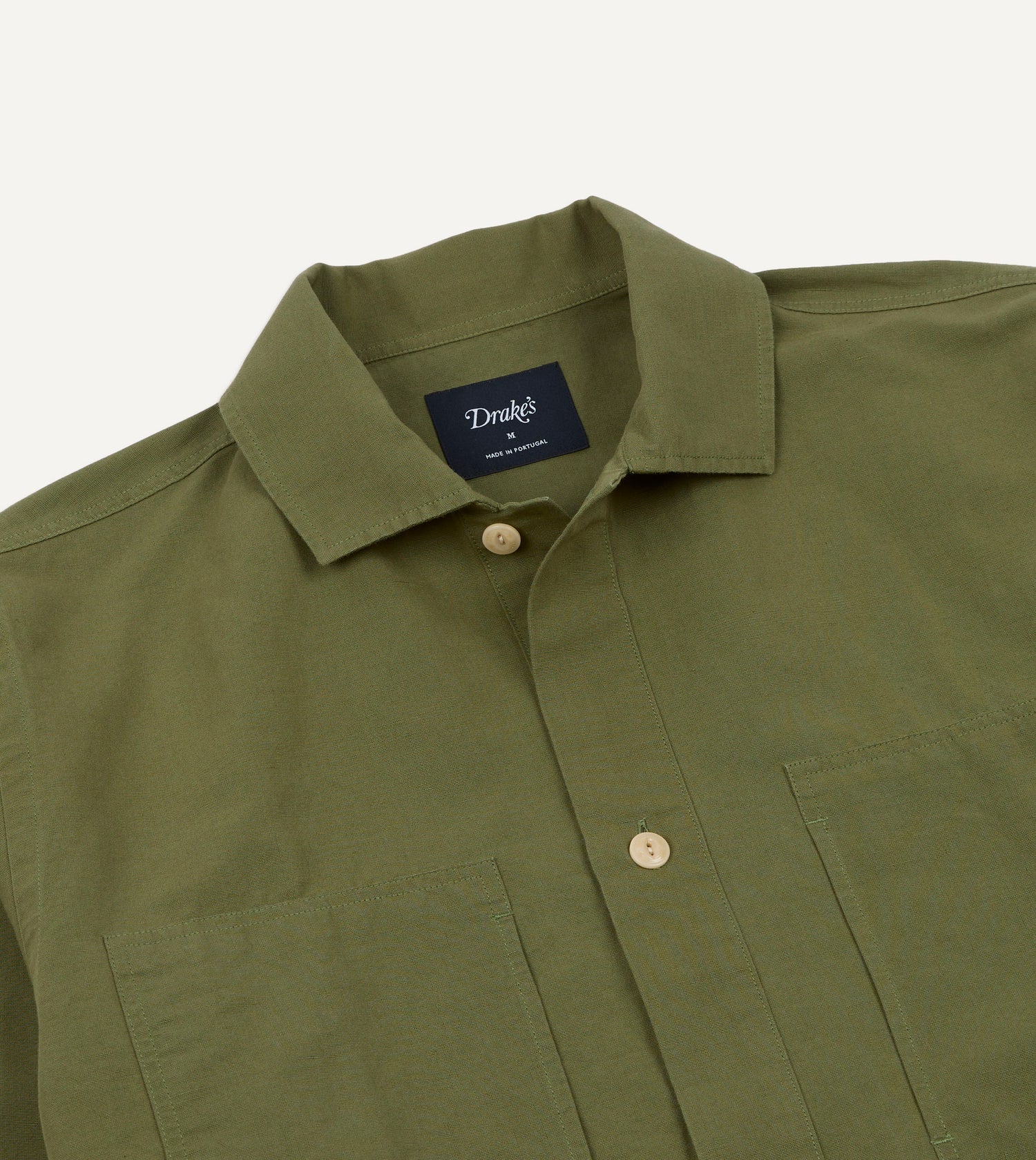 Green Vintage Cotton Spread Collar Popover Shirt
