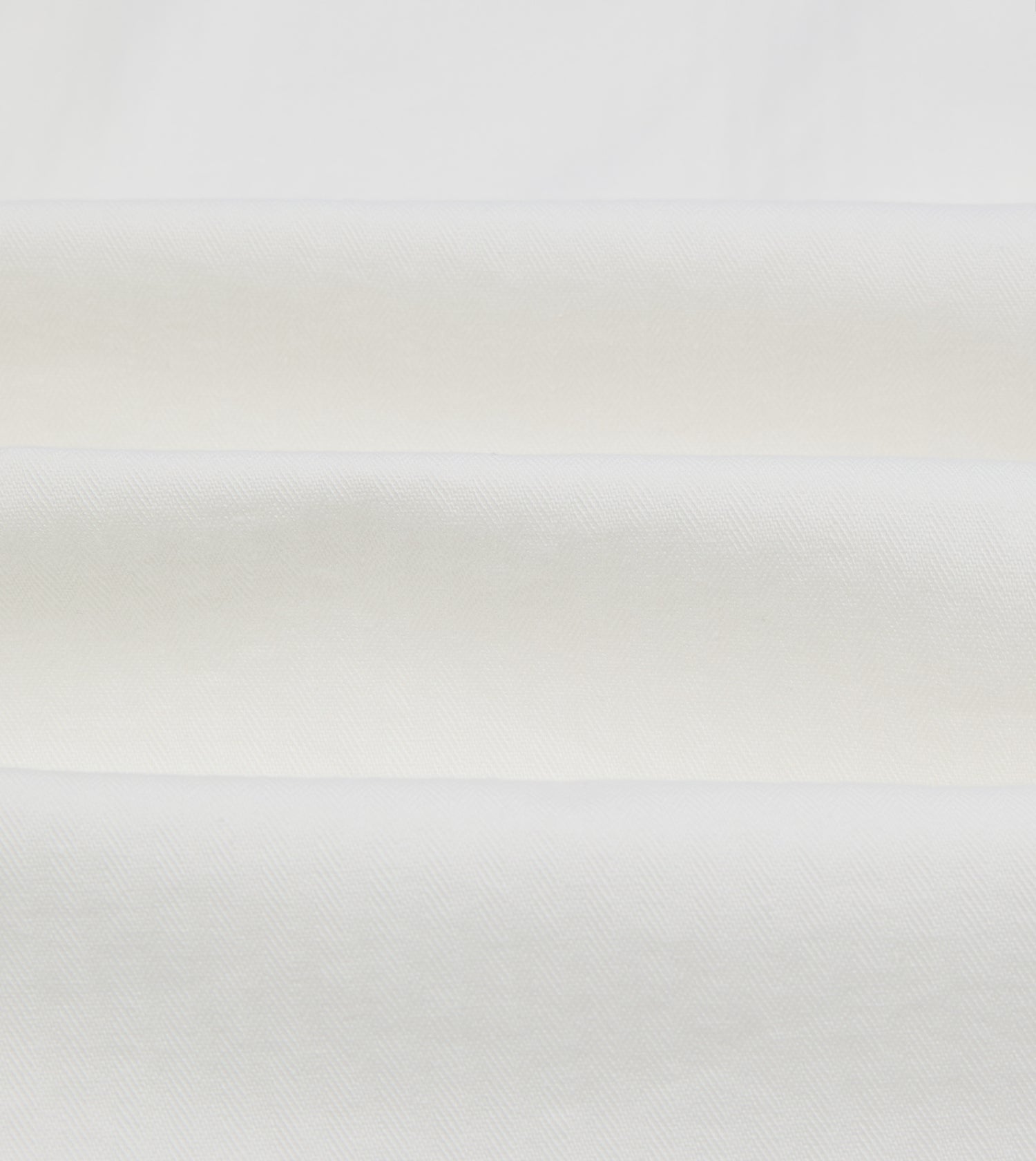 White Herringbone Cotton Mandarin Collar Popover Shirt