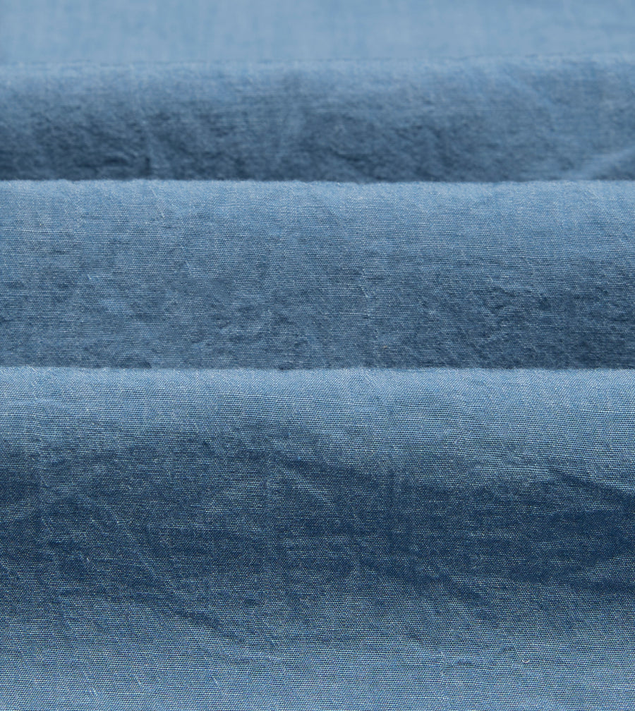 Light Indigo Cotton-Linen Popover Work Shirt