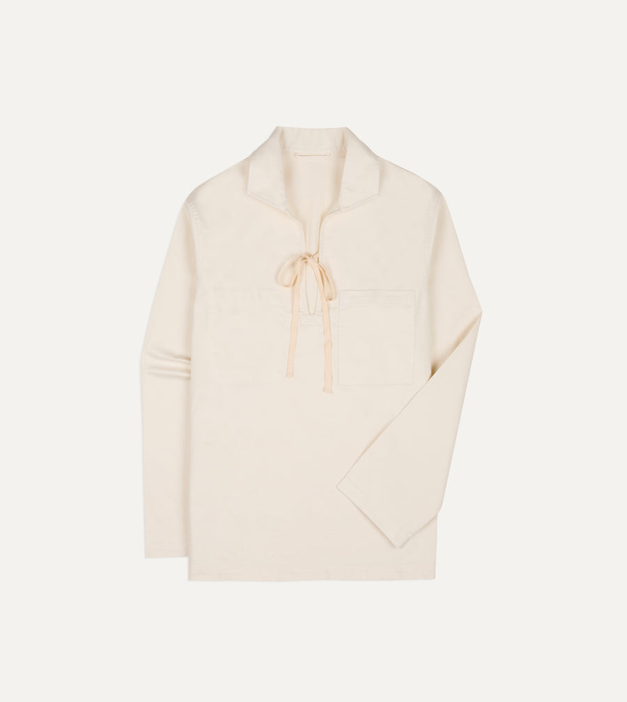 Ecru Cotton Tie Front Smock