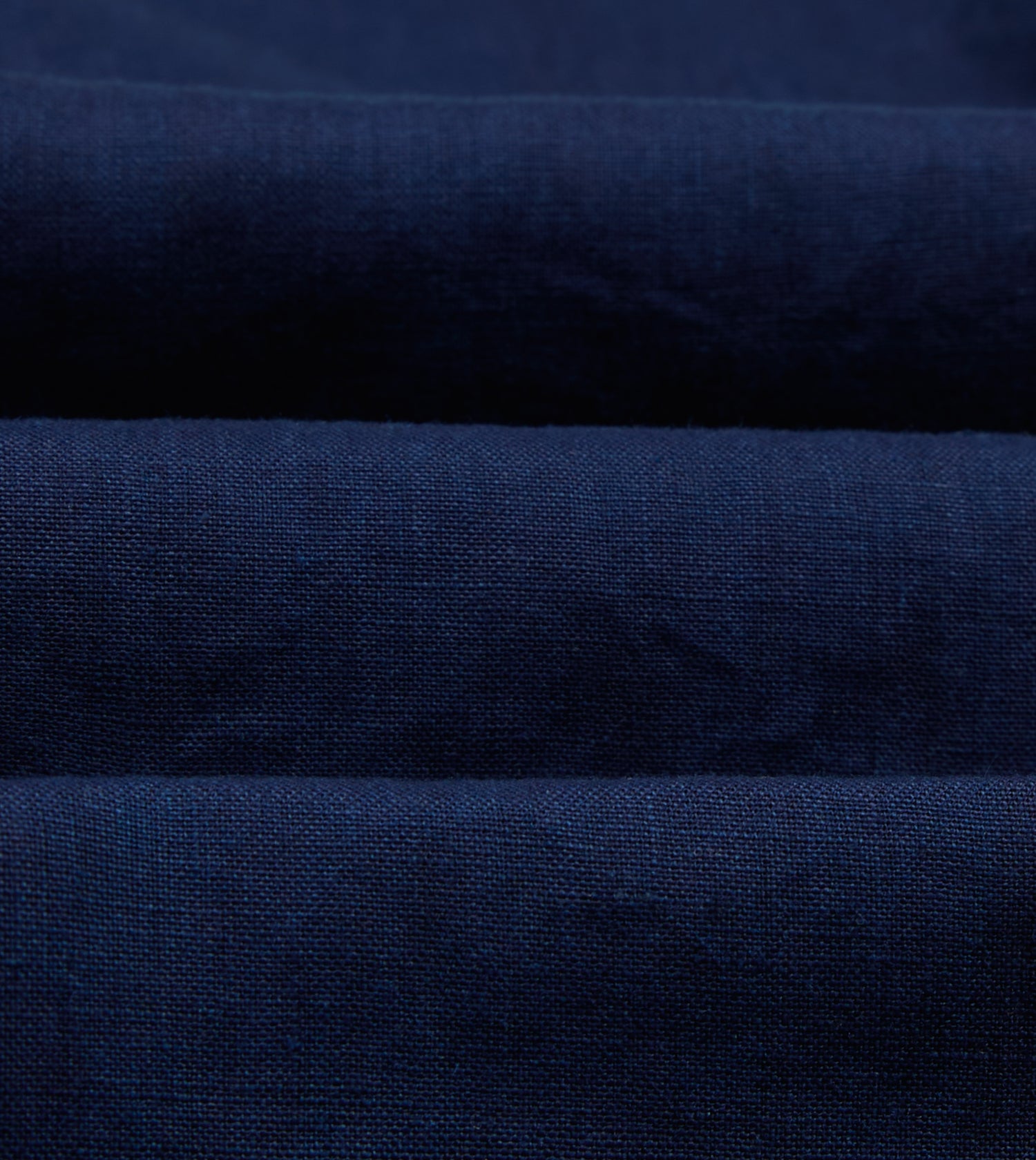 Indigo Linen Two-Pocket Long Point Collar Work Shirt