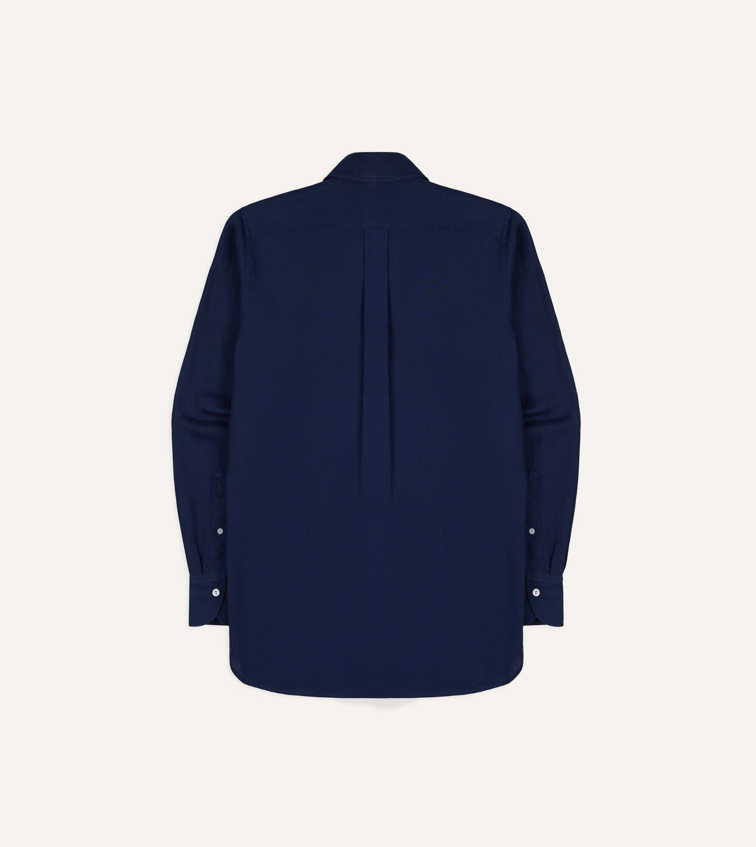 Indigo Linen Two-Pocket Long Point Collar Work Shirt