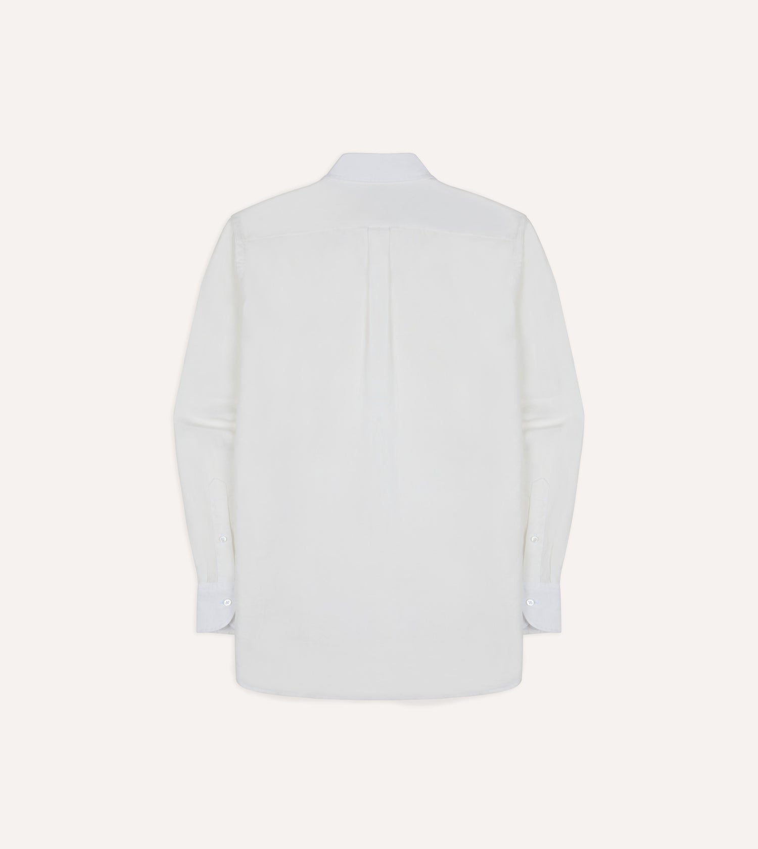 White Linen Two-Pocket Long Point Collar Work Shirt